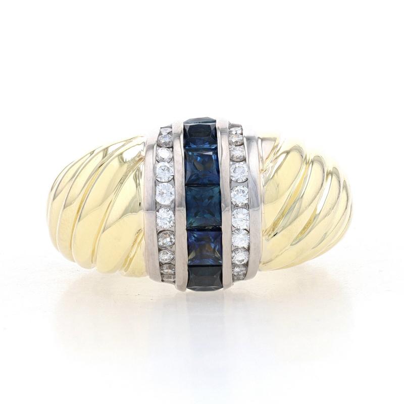 David Yurman, bague câble saphir et diamants, or jaune 18 carats 1,70 carat poids total 5 3/4 en vente