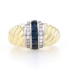 David Yurman, bague câble saphir et diamants, or jaune 18 carats 1,70 carat poids total 5 3/4
