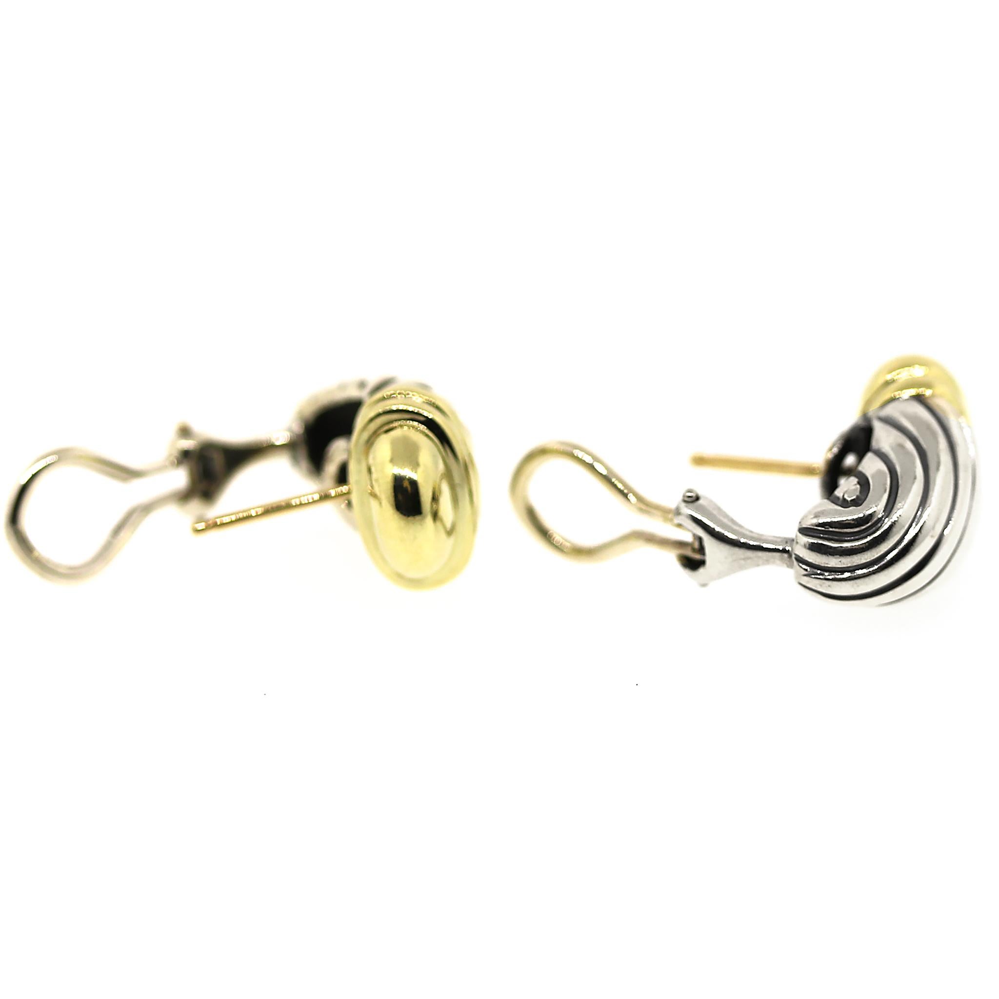 David Yurman Cable Shrimp Earrings in Sterling Silver and 14k Yellow Gold 1
