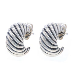 David Yurman Cable Shrimp Half-Hoop Earrings Sterling 925 YellowGold 14k Pierced