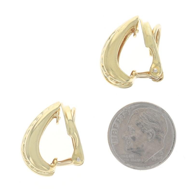 David Yurman Cable Shrimp J-Hoop Earrings - Yellow Gold 18k Clip-Ons For Sale 1