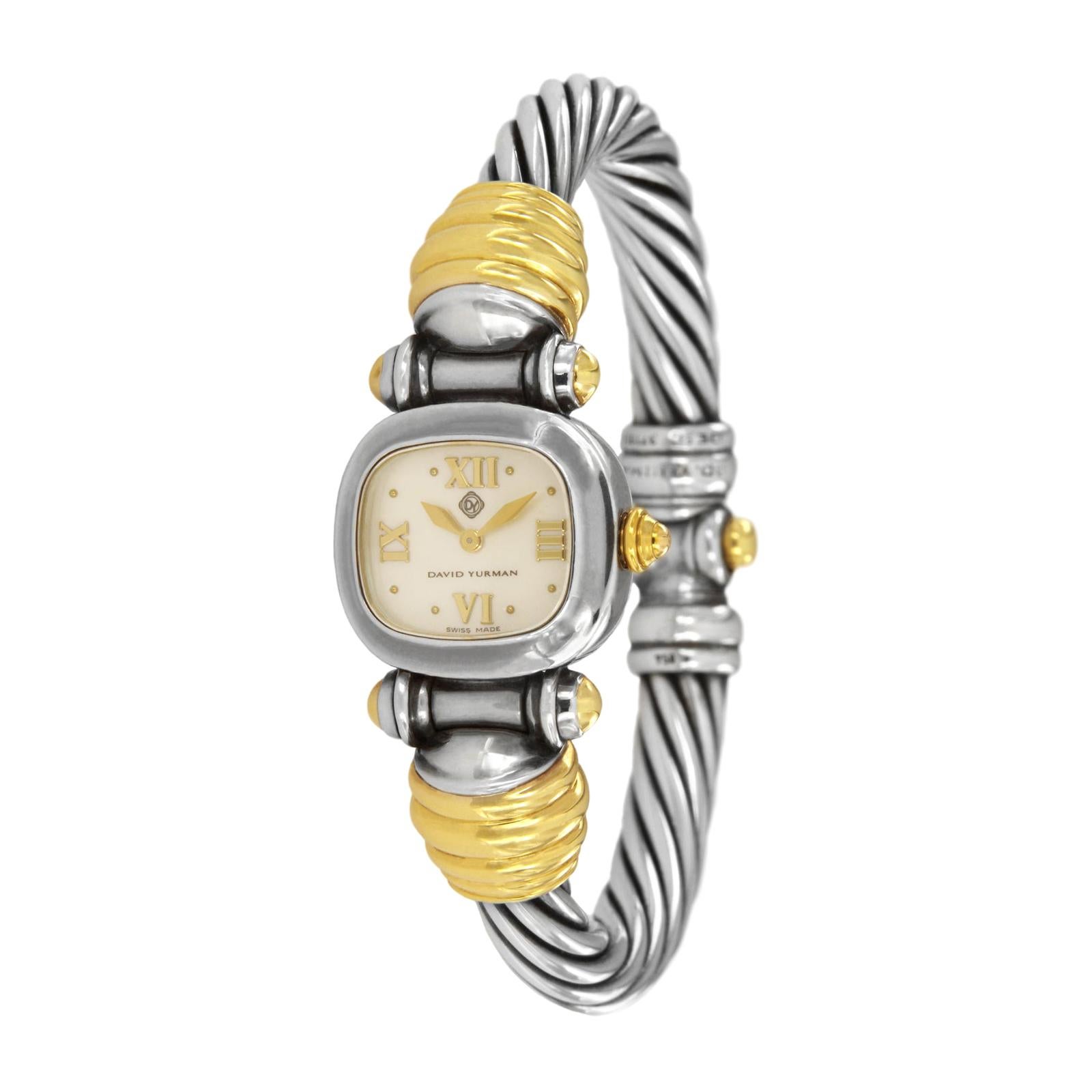 David Yurman Cable Silver and 18 Karat Yellow Gold Watch T-61533