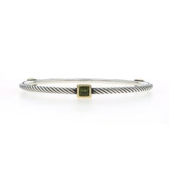 David Yurman Cable Station Peridot Bangle Bracelet 7 1/2" -Sterling 925 Gold 18k