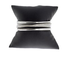 David Yurman Sterling Silver 0.75 Carat Crossover Diamond 7 Row Cuff Bracelet
