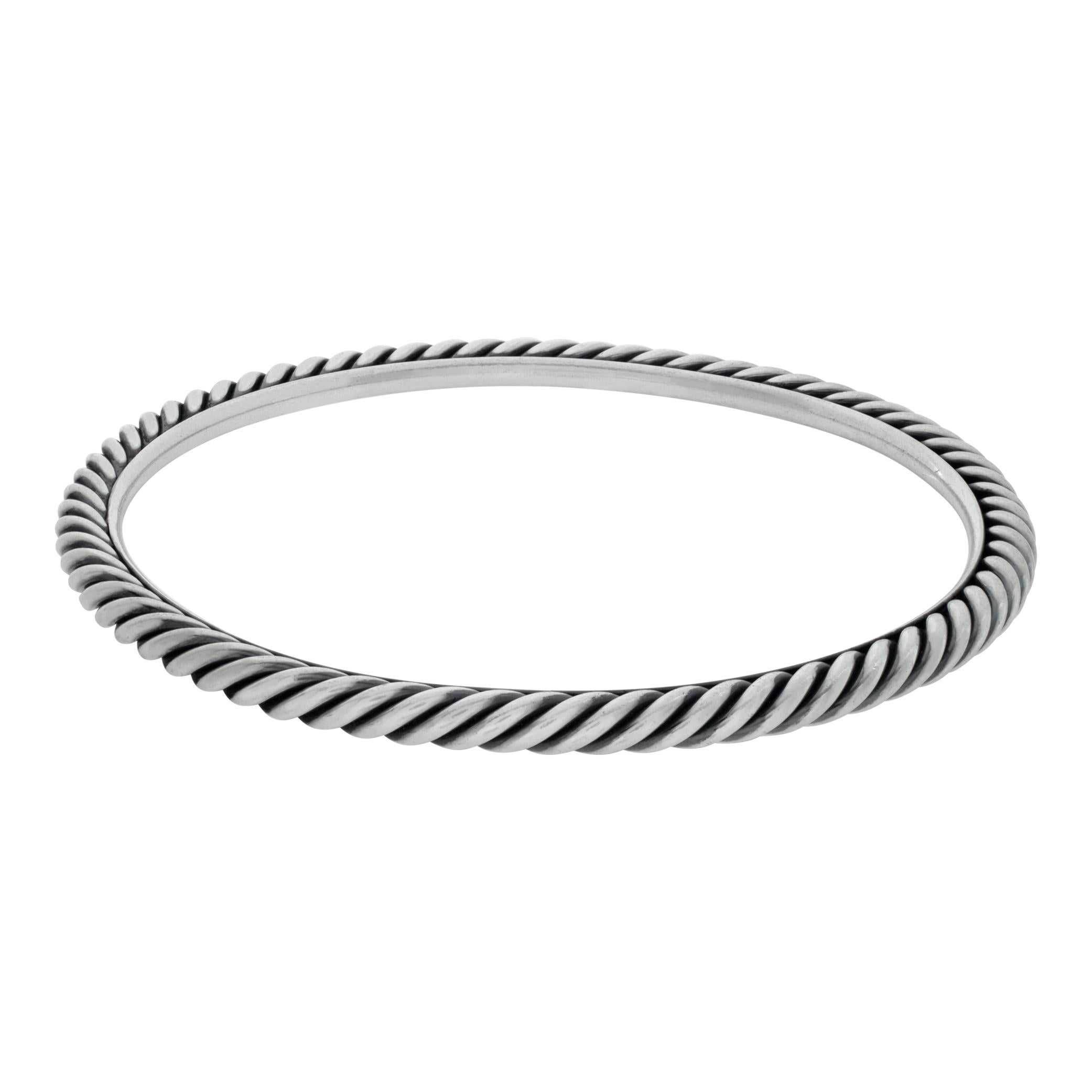 David Yurman Cable sterling silver bangle bracelet In Excellent Condition For Sale In Surfside, FL