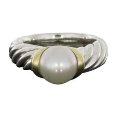 David Yurman Cable Sterling Silver Cultured Pearl Straight Ring