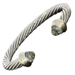 David Yurman Cable Sterling Silver Prasiolite Cuff Bracelets