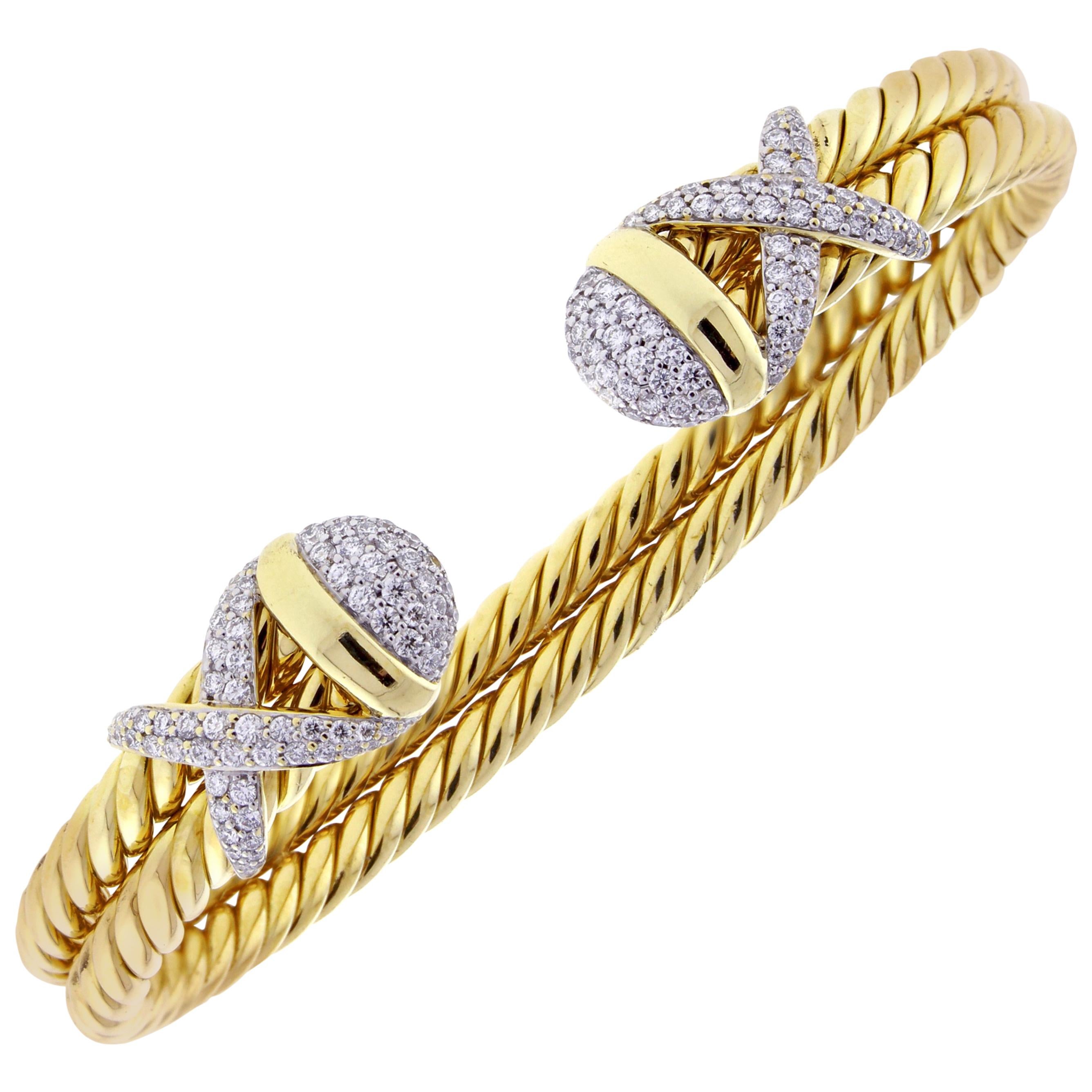 David Yurman Cable Wrap Cuff Bracelet with Diamonds
