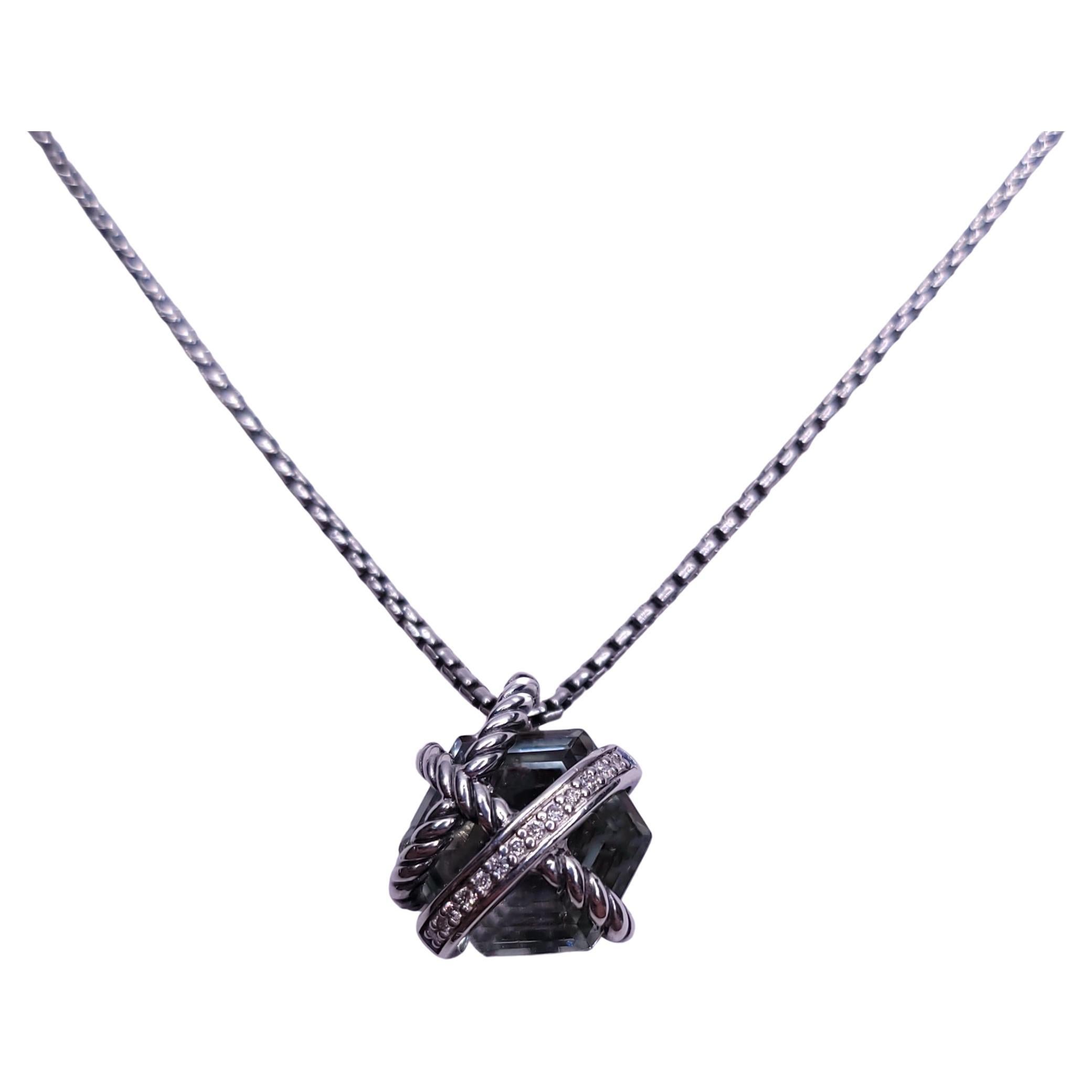 David Yurman Cable Wrap Necklace with Prasiolite and Diamonds
