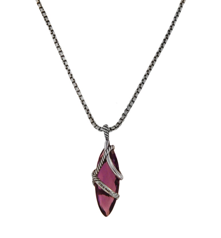 David Yurman Cable Wrap Pendant with Amethyst and Diamonds at 1stDibs