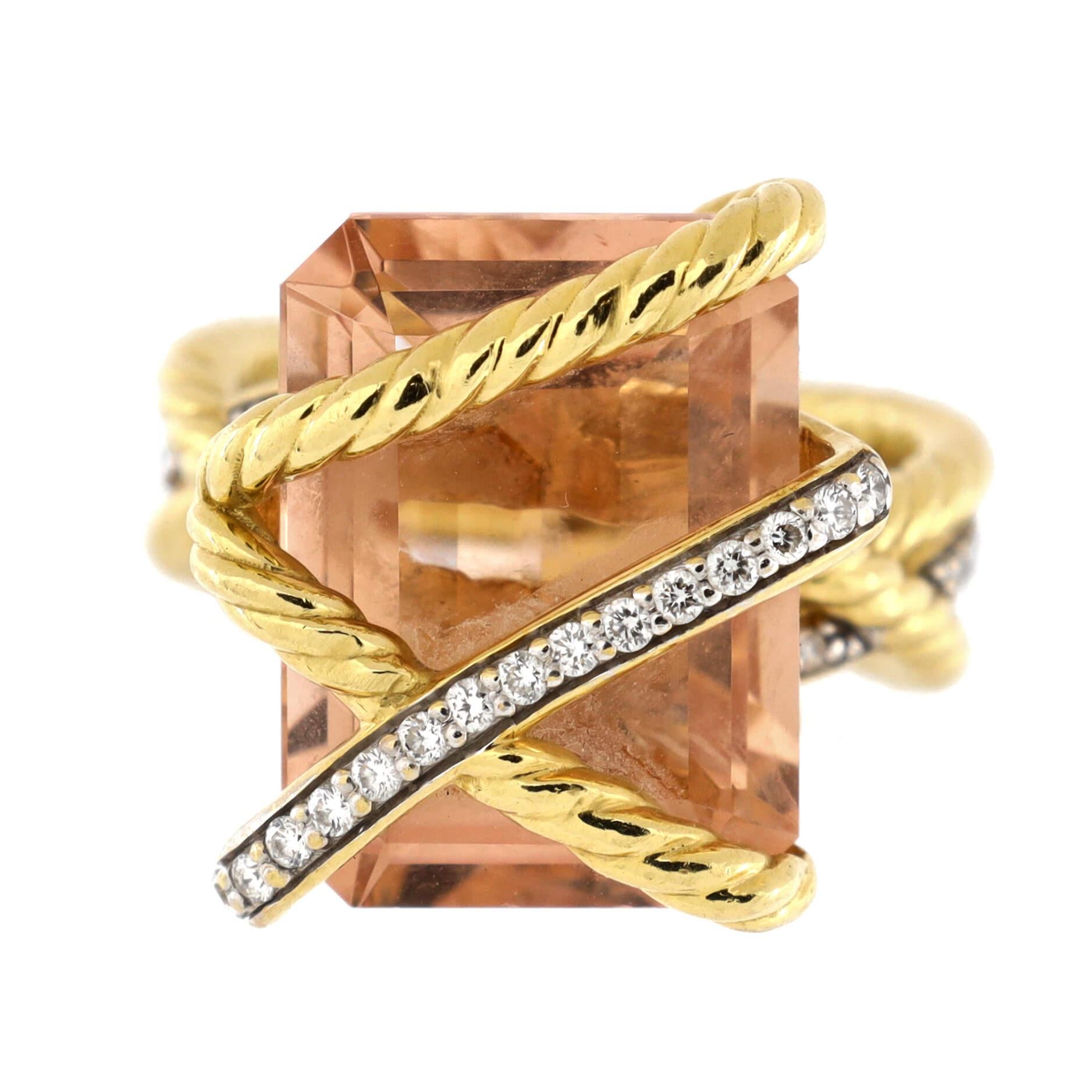 Condition: Very good. Moderate wear throughout.
Accessories: No Accessories
Measurements: Size: 5.25 - 50, Width: 6.80 mm
Designer: David Yurman
Model: Cable Wrap Ring 18K Yellow Gold with Morganite and Diamonds
Exterior Color: Yellow Gold
Item