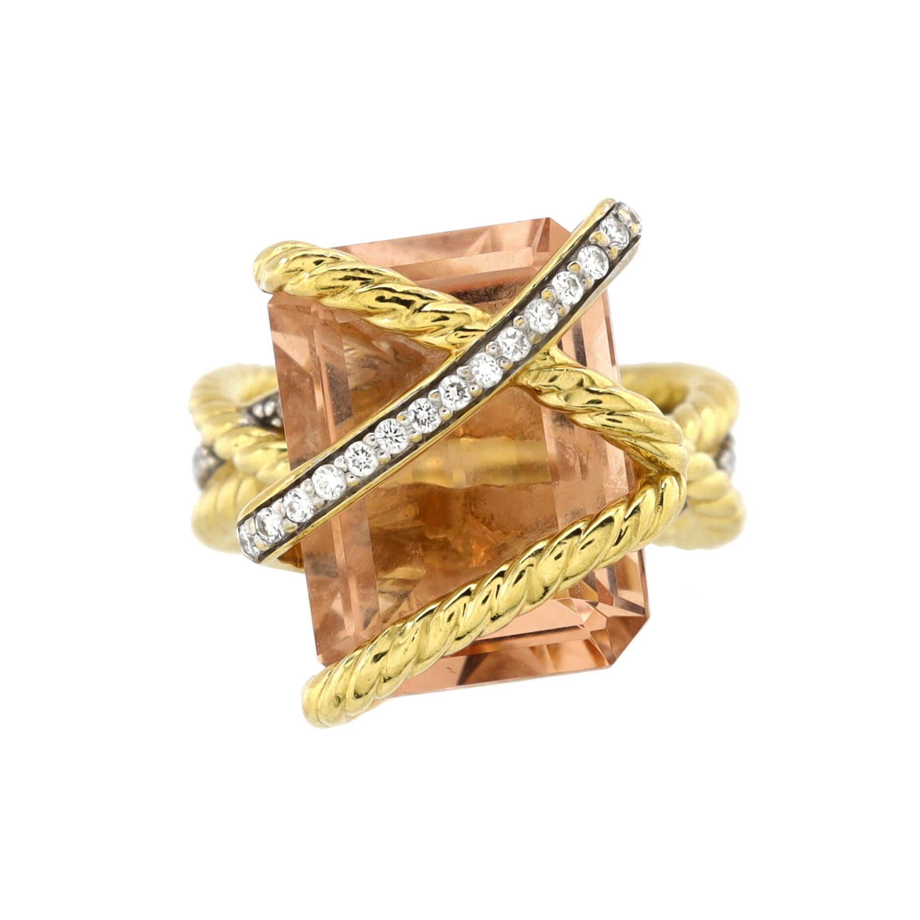 Condition: Very good. Moderate wear throughout.
Accessories: No Accessories
Measurements: Size: 5.25 - 50, Width: 6.80 mm
Designer: David Yurman
Model: Cable Wrap Ring 18K Yellow Gold with Morganite and Diamonds
Exterior Color: Yellow Gold
Item