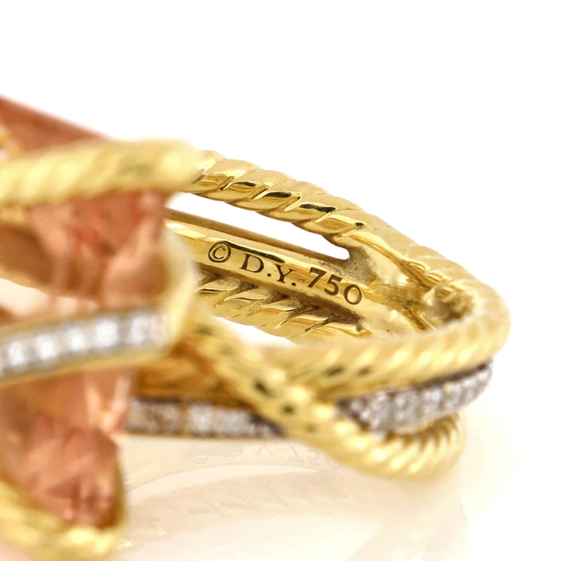 David Yurman Kabel-Wickelring aus 18 Karat Gelbgold mit Morganit und Diamanten im Angebot 1