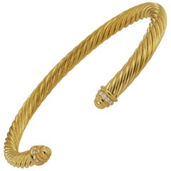 David Yurman Cable Yellow Gold Bracelet with Diamonds
