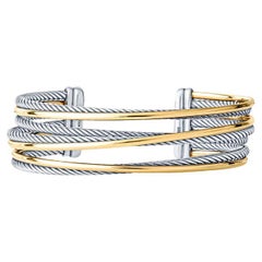 David Yurman Cabled Sterling Silver & 18 Karat Yellow Gold Cuff