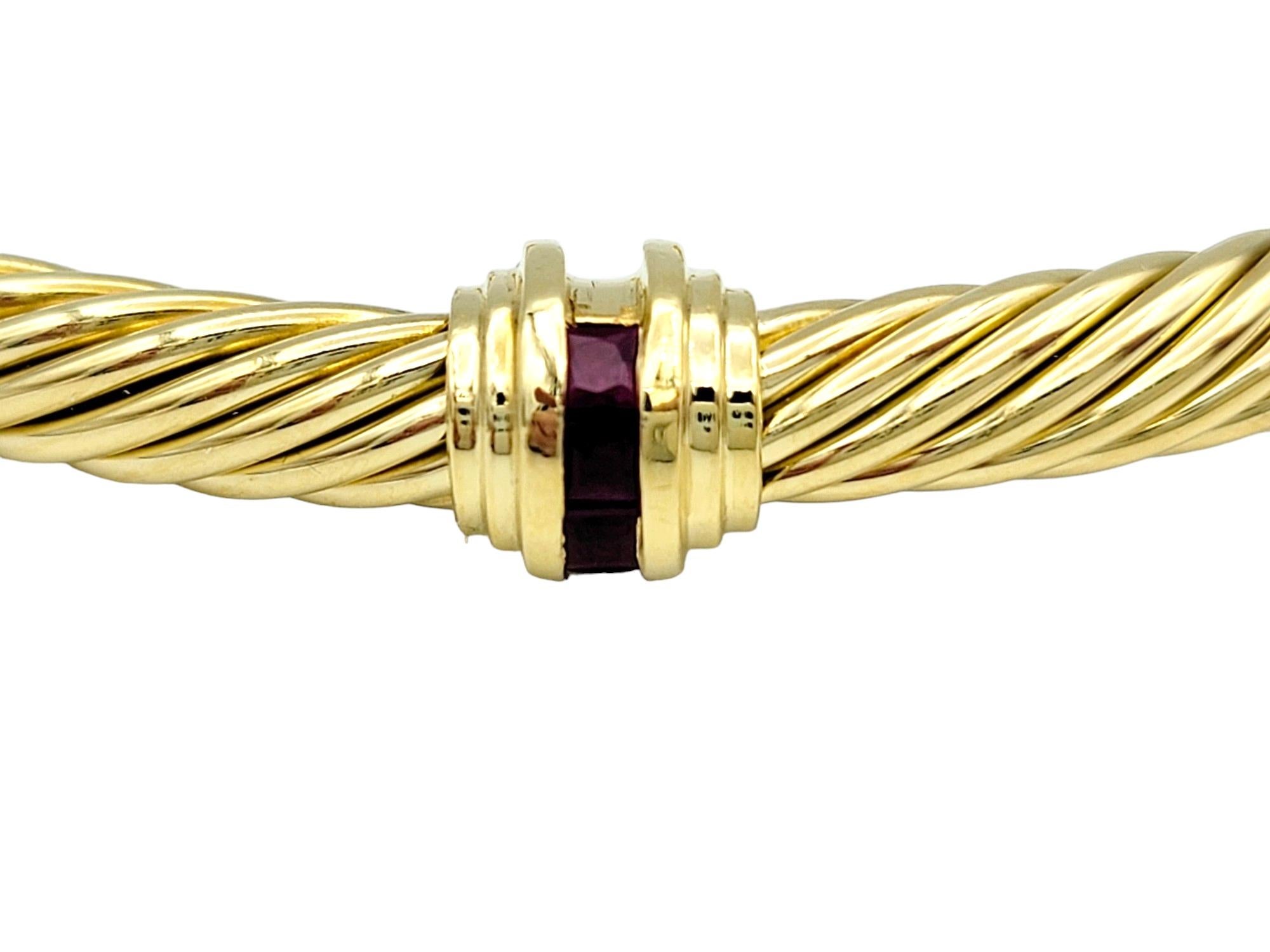 David Yurman Cablespira Kabel-Kabel-Manschettenarmband mit 5 mm und Rubinen aus 18 Karat Gelbgold Damen