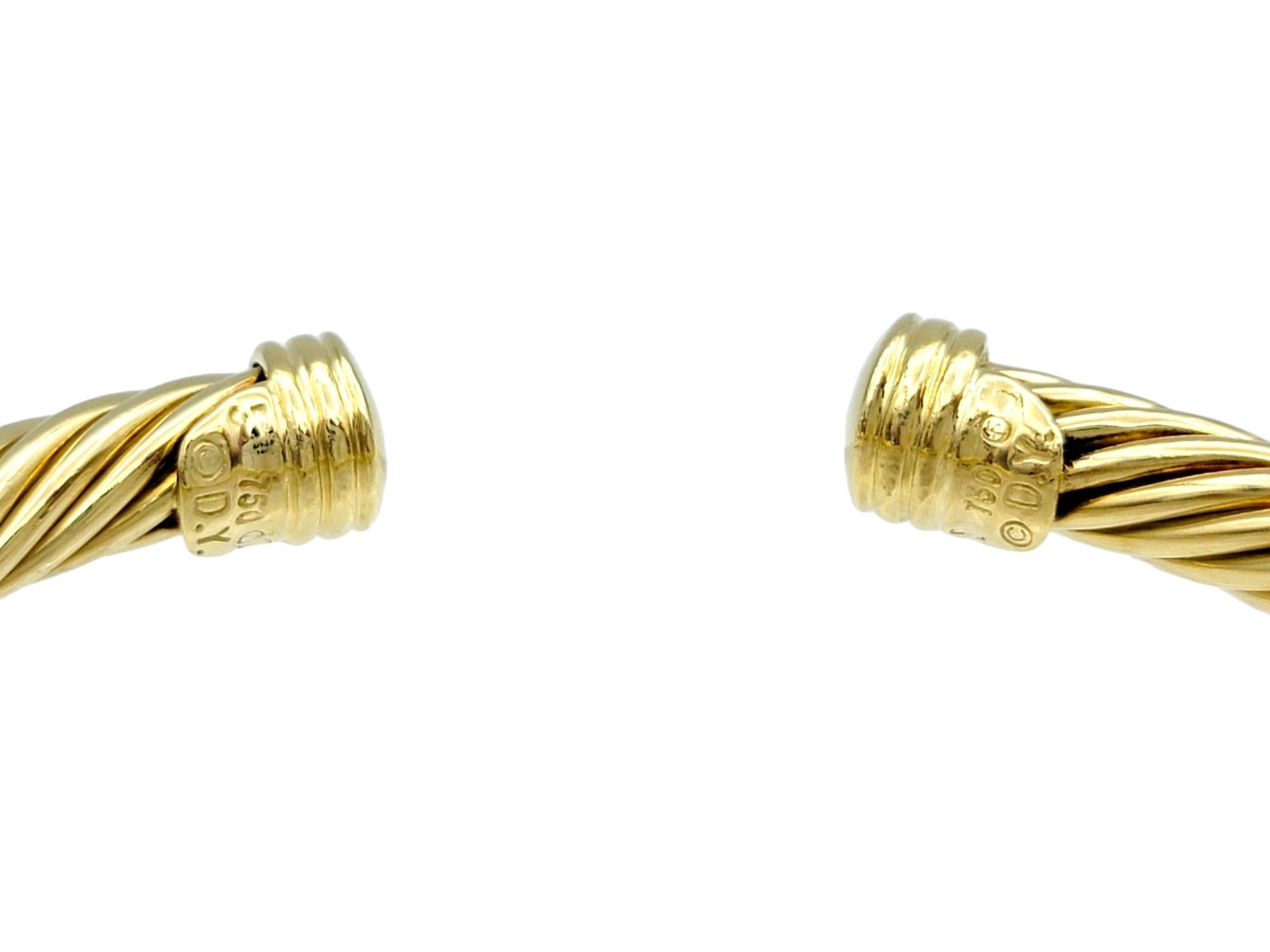 David Yurman Cablespira Kabel-Kabel-Manschettenarmband mit 5 mm und Rubinen aus 18 Karat Gelbgold 1