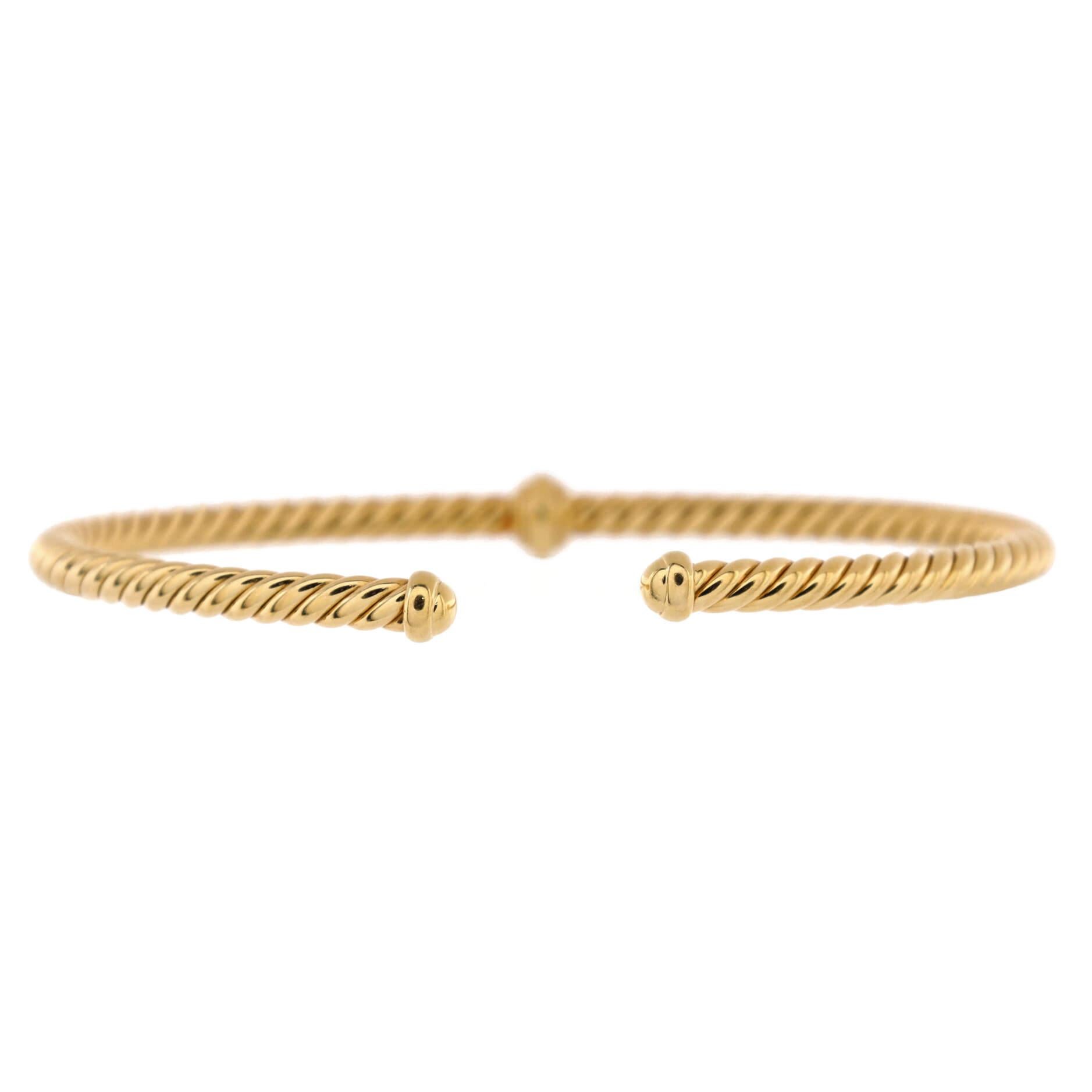 David Yurman Cablespira Station Bracelet 18K Yellow Gold with Diamonds 3mm In Good Condition In New York, NY