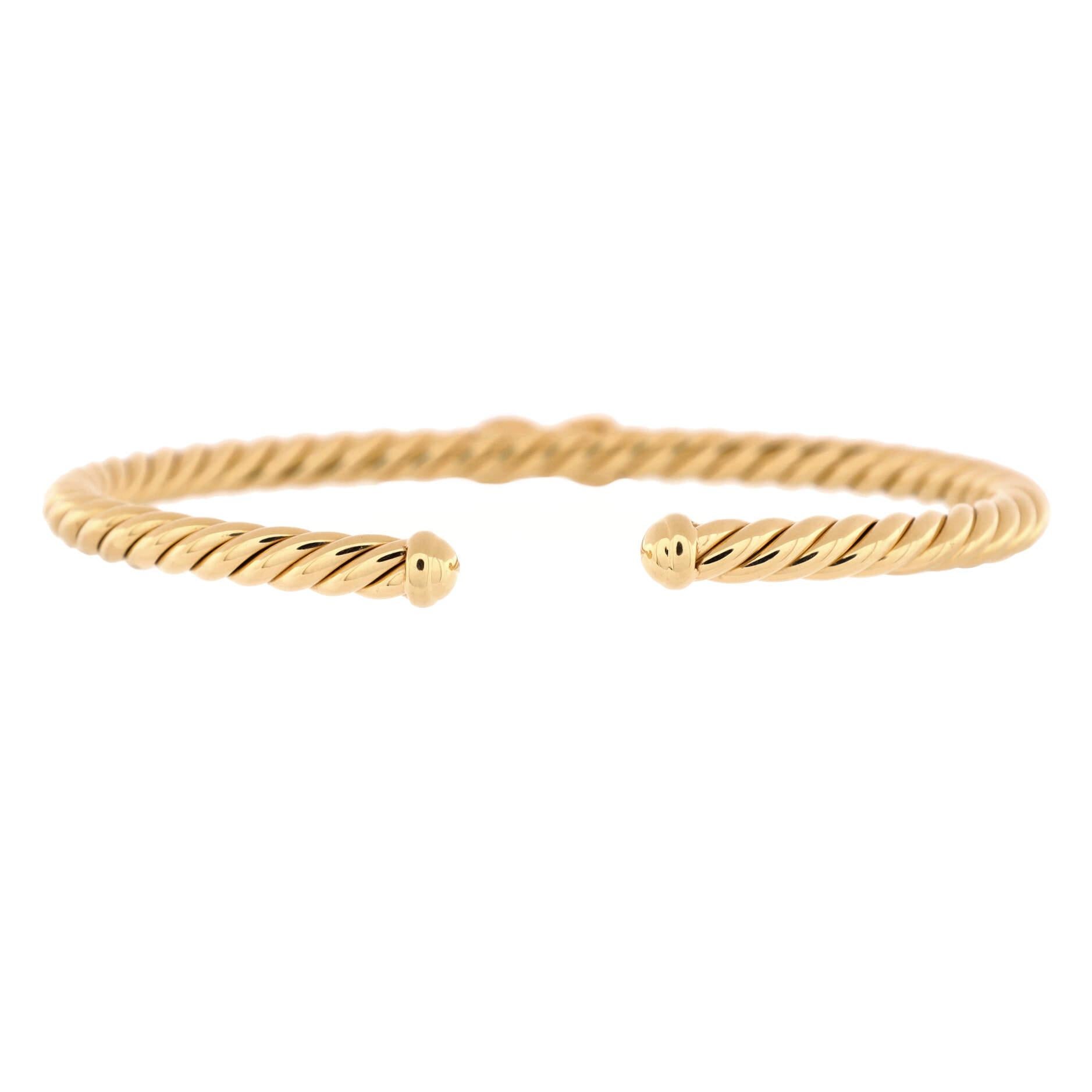 David Yurman Cablespira X Station Bracelet 18k Yellow Gold with Diamonds In Good Condition In New York, NY