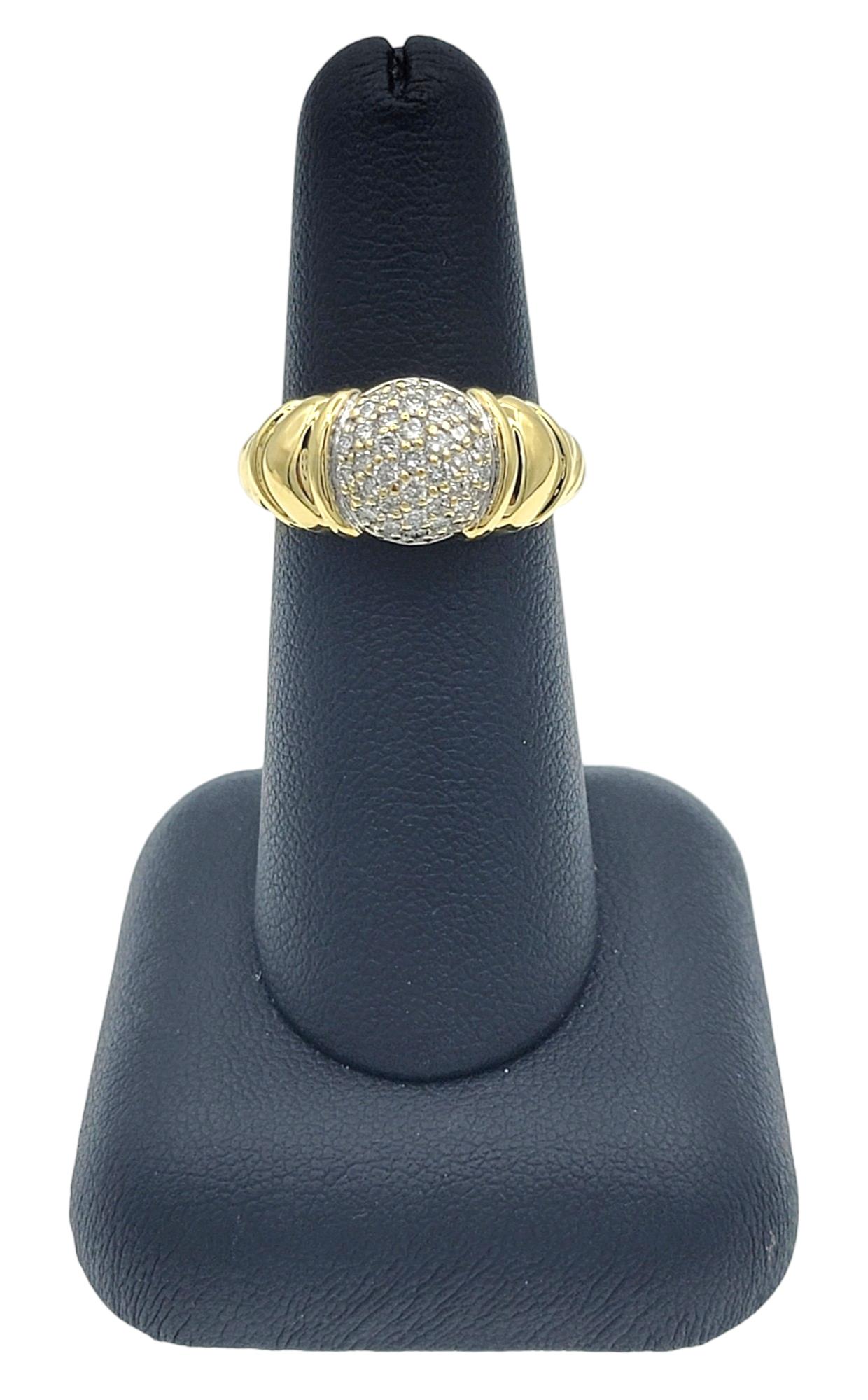 David Yurman Capri Cable Pavé Diamond Cocktail Ring Set in 18 Karat Yellow Gold For Sale 4