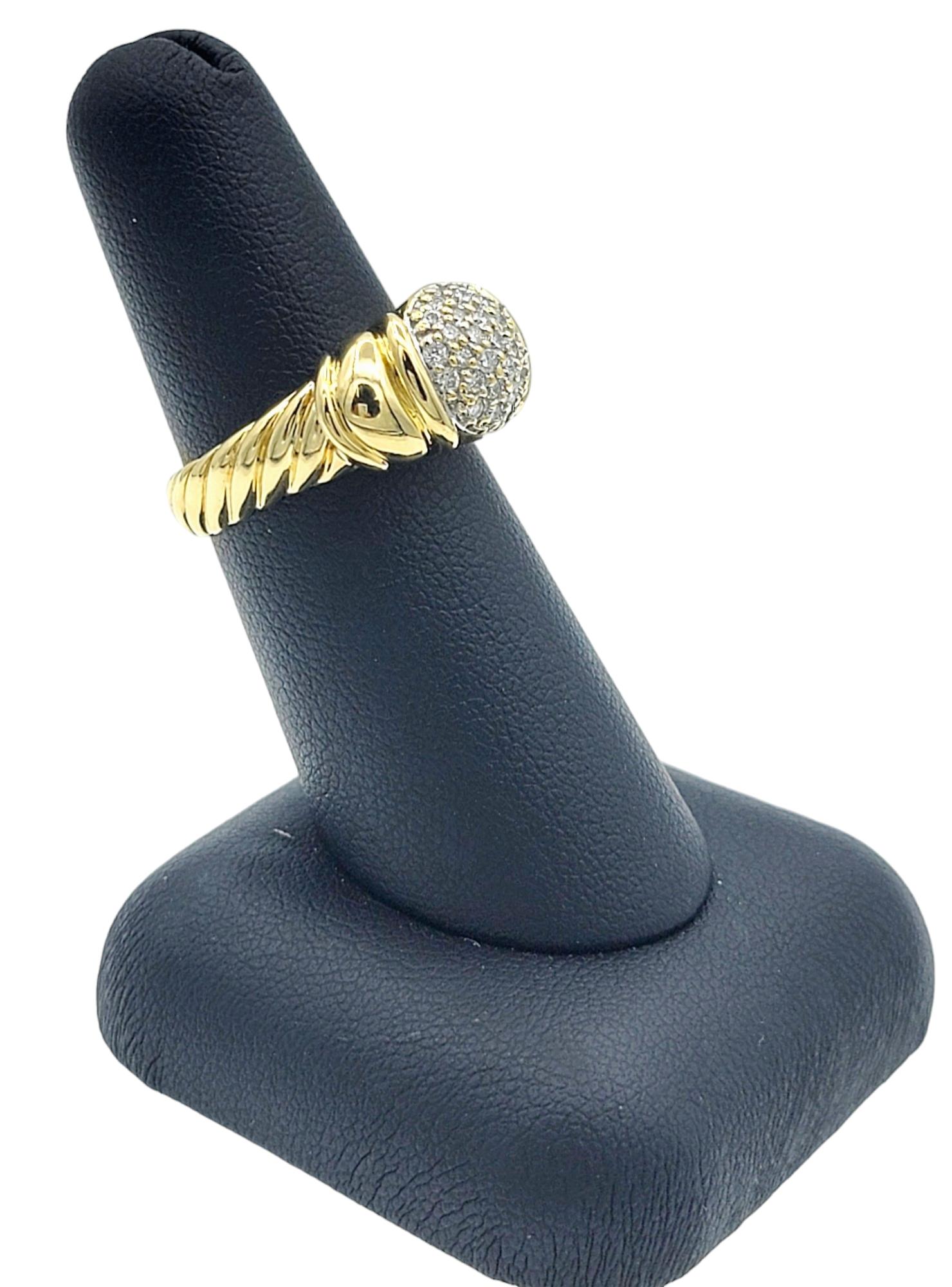 David Yurman Capri Cable Pavé Diamond Cocktail Ring Set in 18 Karat Yellow Gold For Sale 5