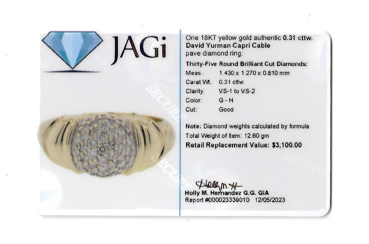 David Yurman Capri Cable Pavé Diamond Cocktail Ring Set in 18 Karat Yellow Gold For Sale 6