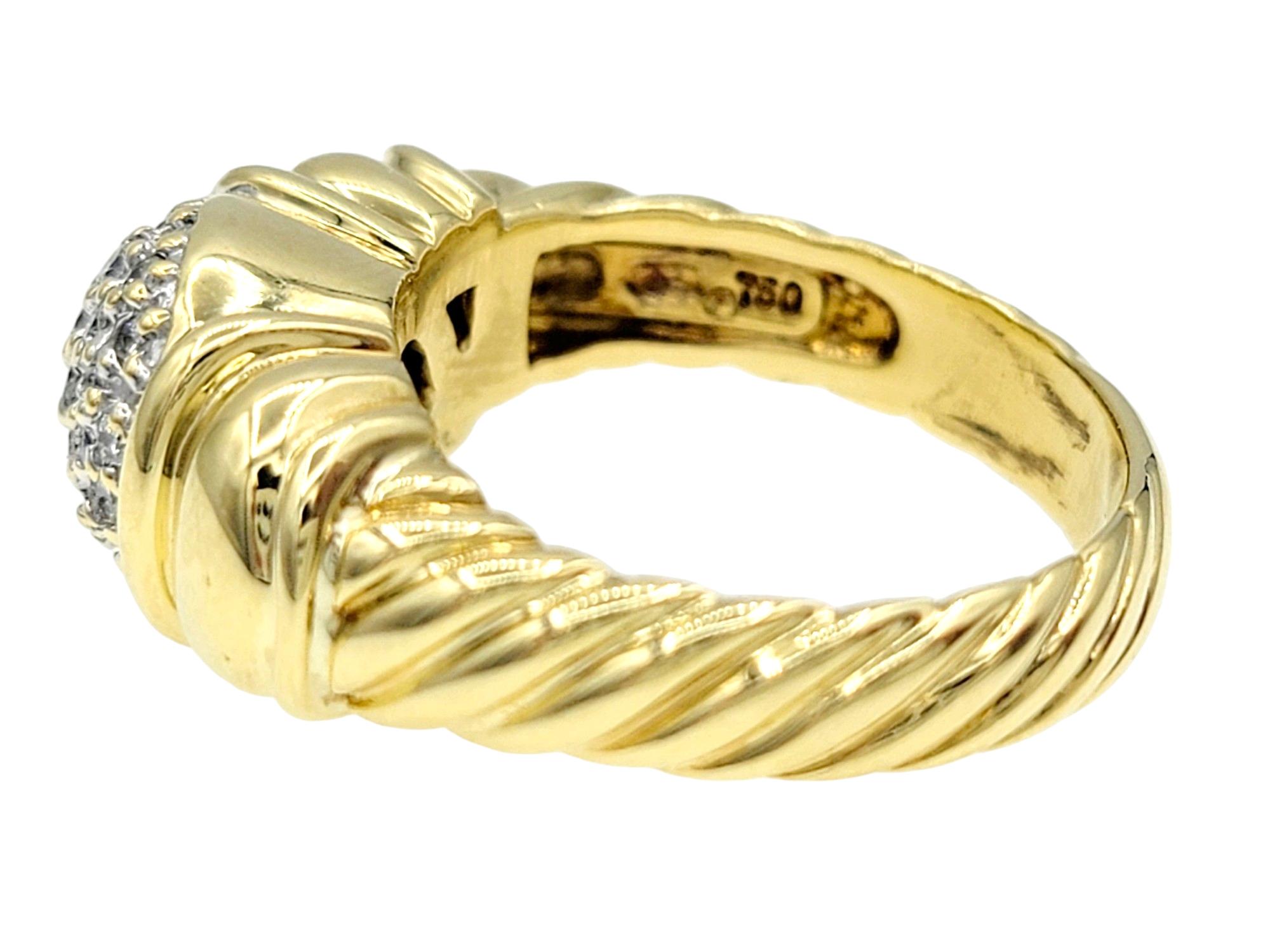 David Yurman Capri Cable Pavé Diamond Cocktail Ring Set in 18 Karat Yellow Gold In Good Condition For Sale In Scottsdale, AZ