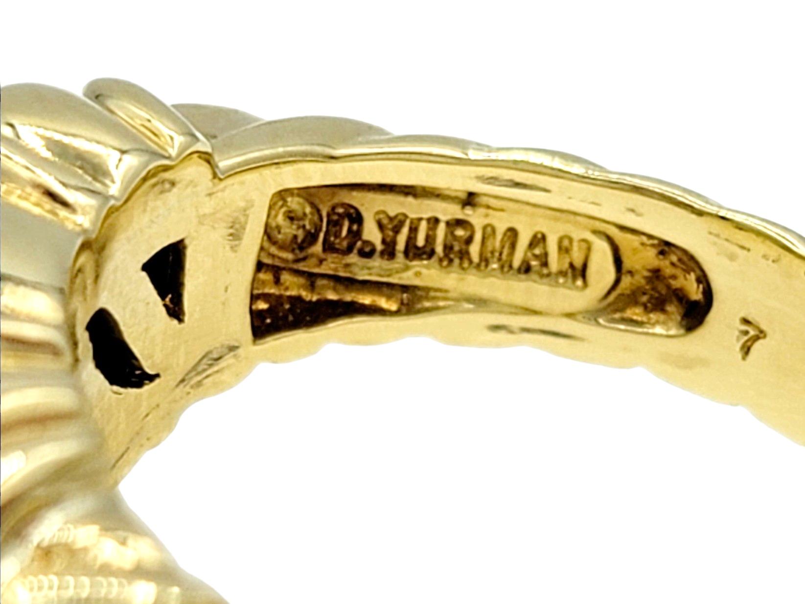 Women's David Yurman Capri Cable Pavé Diamond Cocktail Ring Set in 18 Karat Yellow Gold For Sale