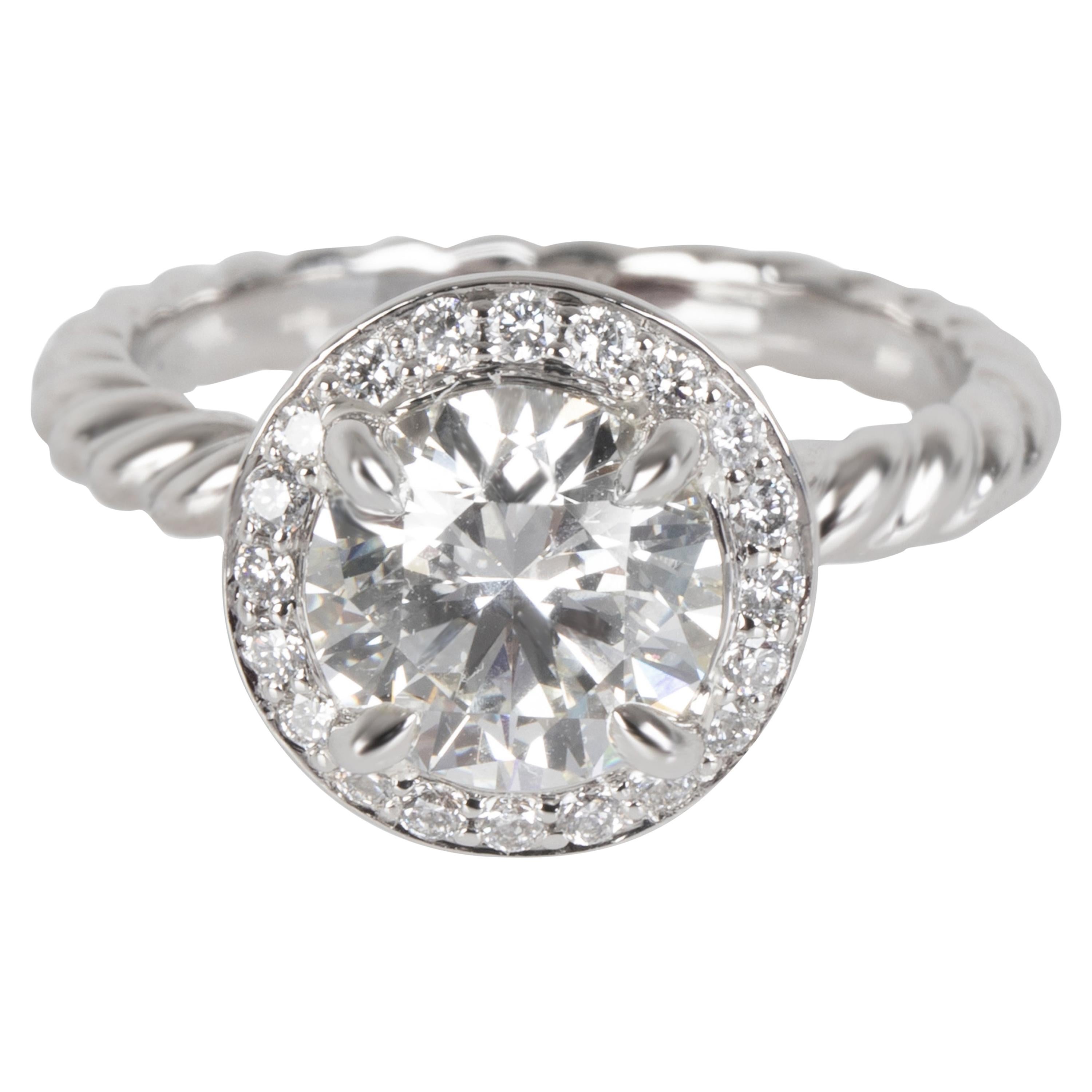 David Yurman Capri Halo Diamond Engagement Ring in Platinum GIA H VS1 1.30 Carat
