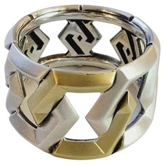 David Yurman Carlyle Ring aus Sterlingsilber mit 18 Karat Gelbgold, Größe 8