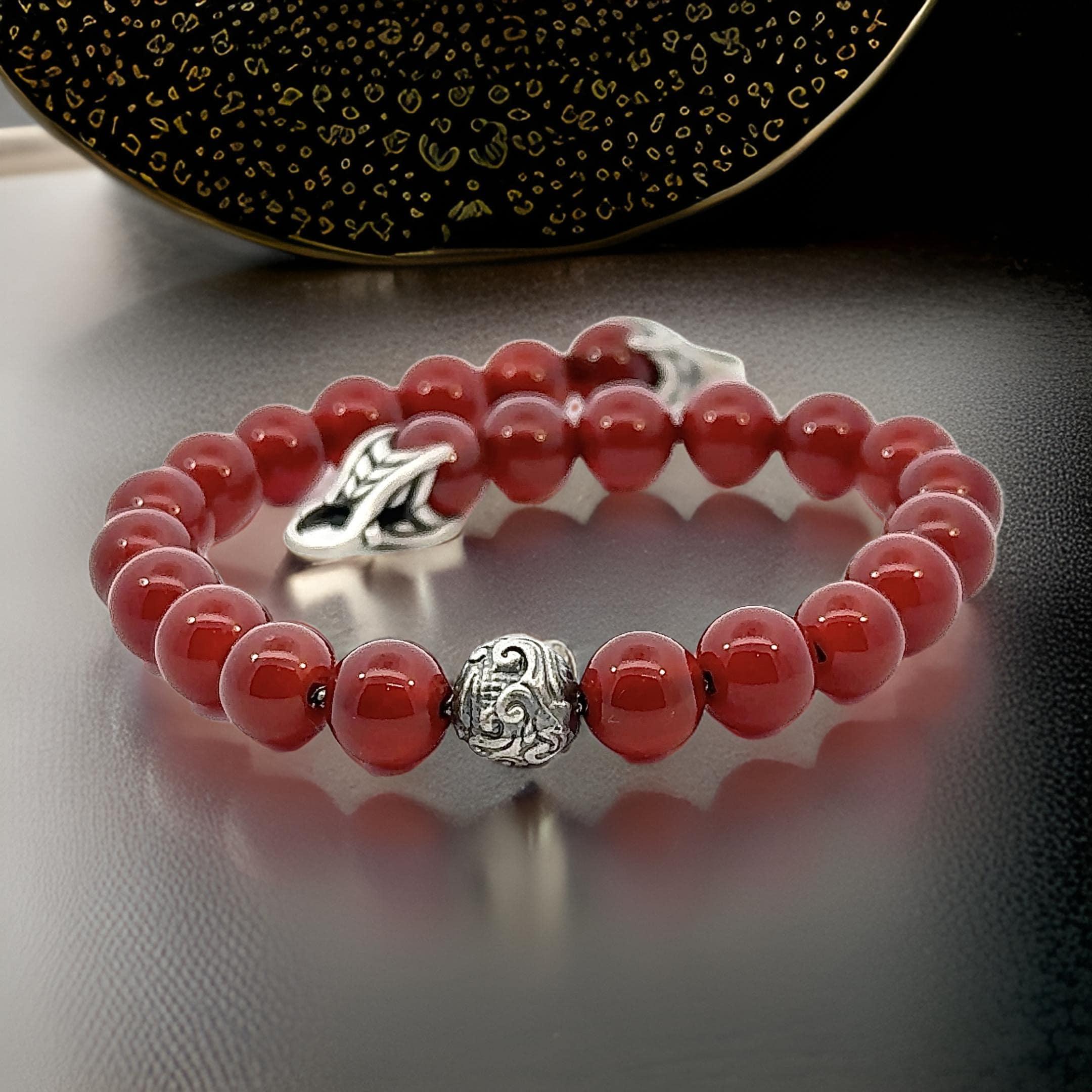 David Yurman Carnelian Carved Prayer Beads Bracelet 8.5