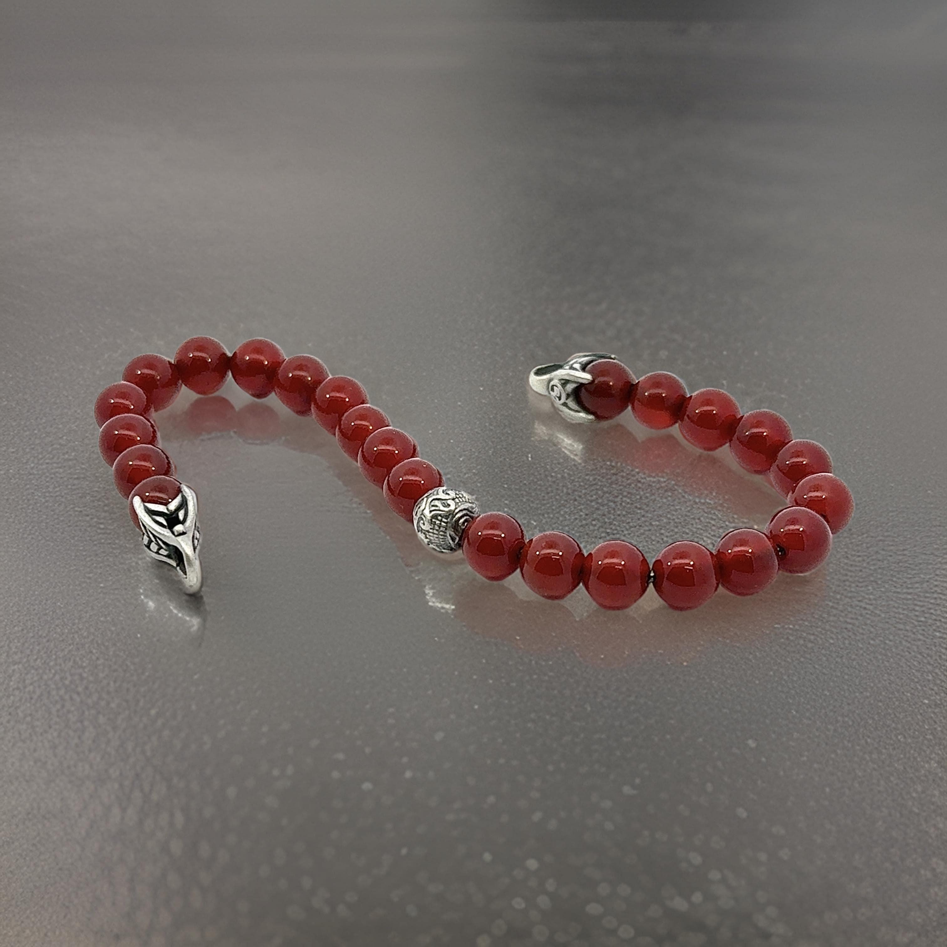 David Yurman Carnelian Carved Prayer Beads Bracelet 8.5