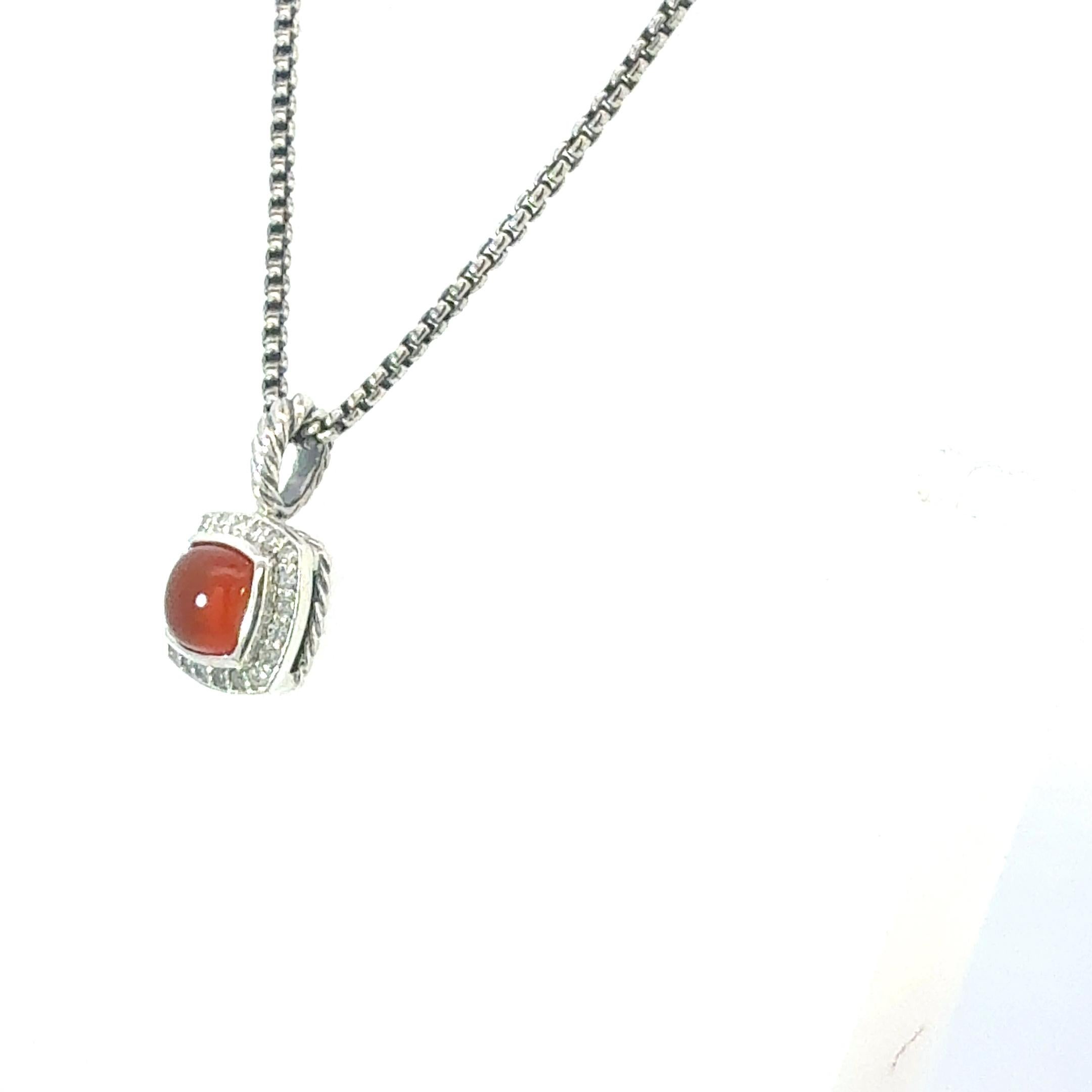 Authentic David Yurman Carnelian Diamonds Chain Necklace 16