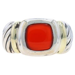 David Yurman Anello con solitario in corniola - Sterling 925 e oro giallo 14k