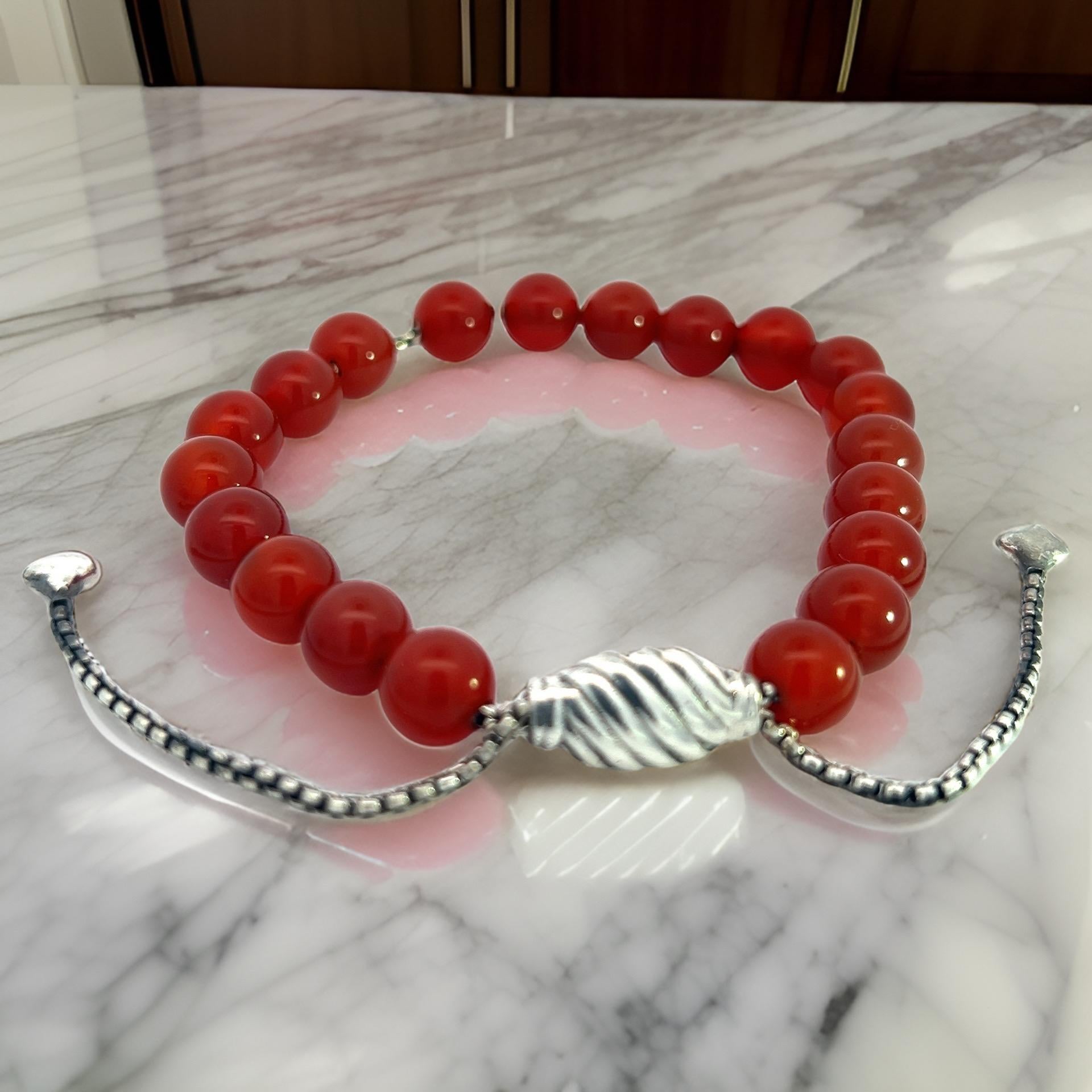 David Yurman Carnelian Spiritual Beads Bracelet 6.6 - 8.5