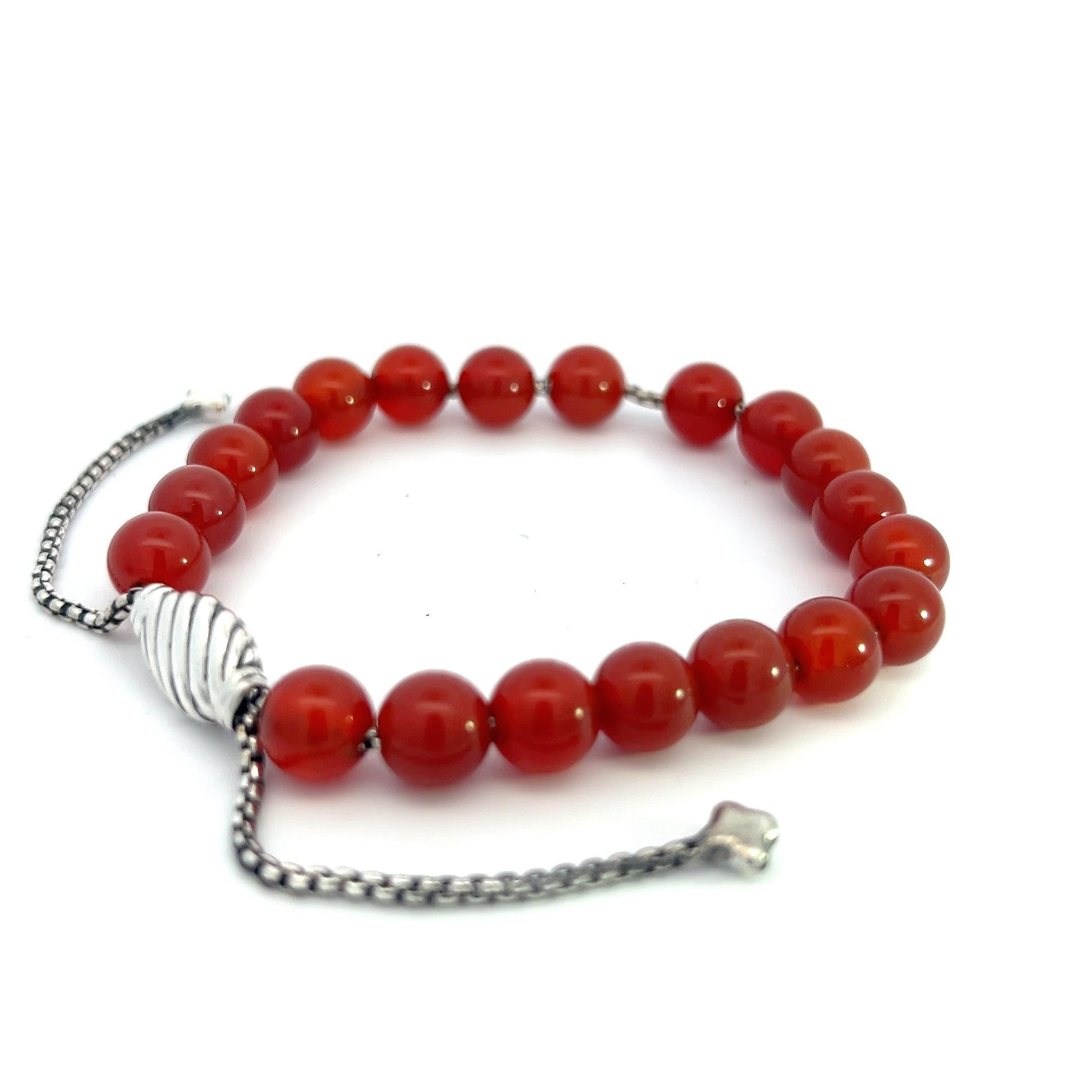David Yurman Carnelian Spiritual Beads Bracelet 6.6 - 8.5