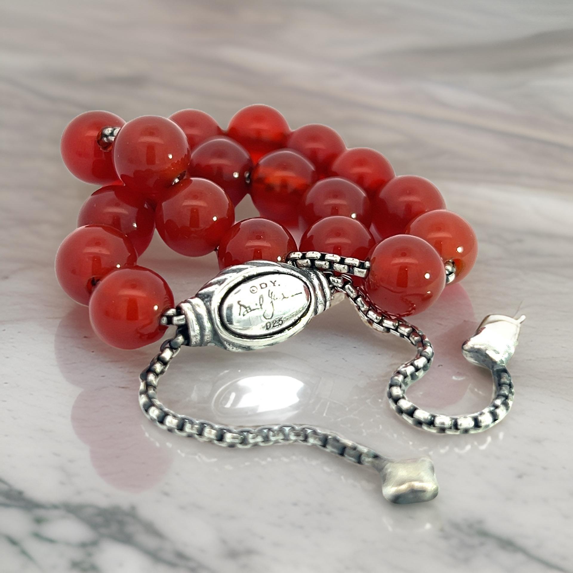 David Yurman Carnelian Spiritual Beads Bracelet 6.6 - 8.5