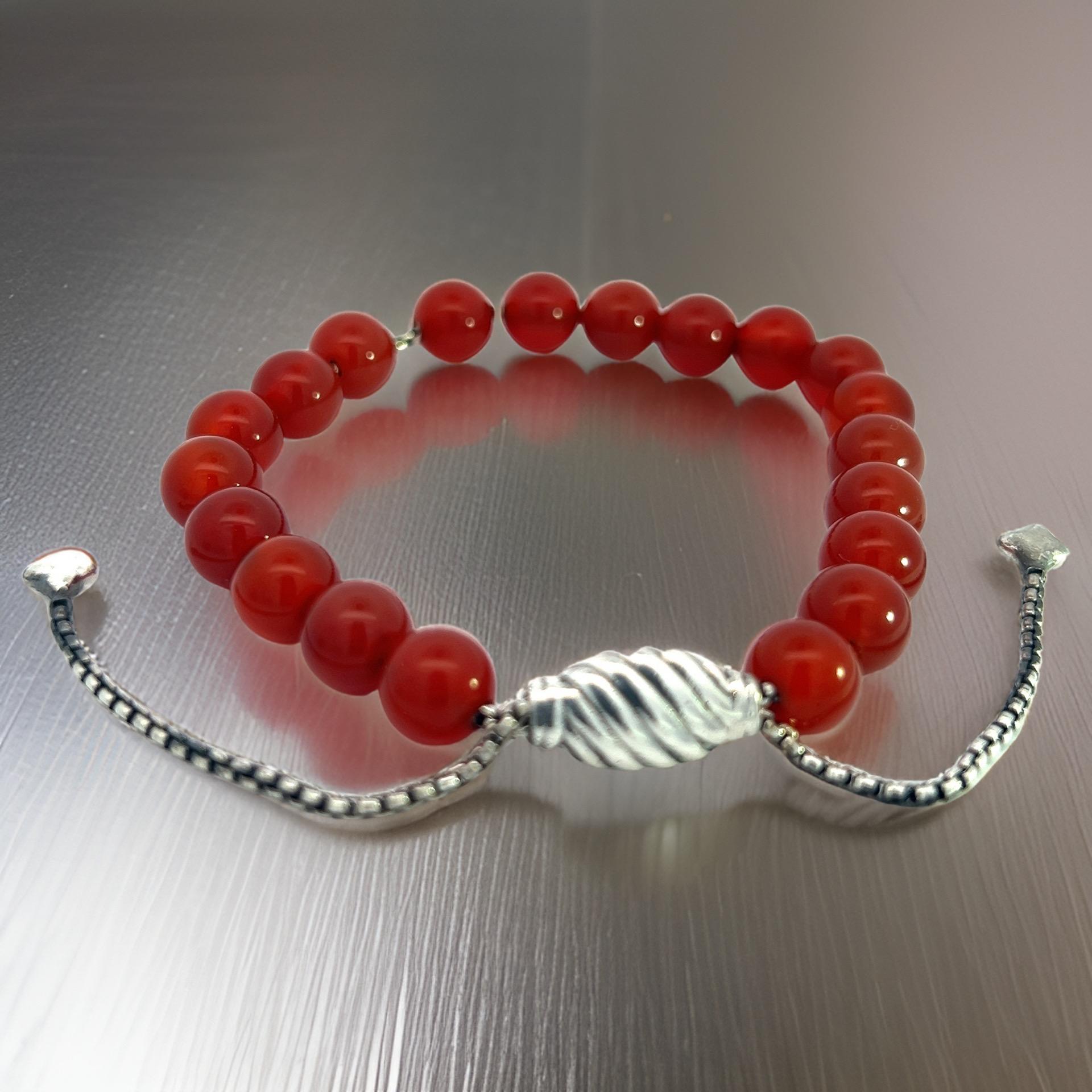 David Yurman Carnelian Spiritual Beads Bracelet 6.6 - 8.5