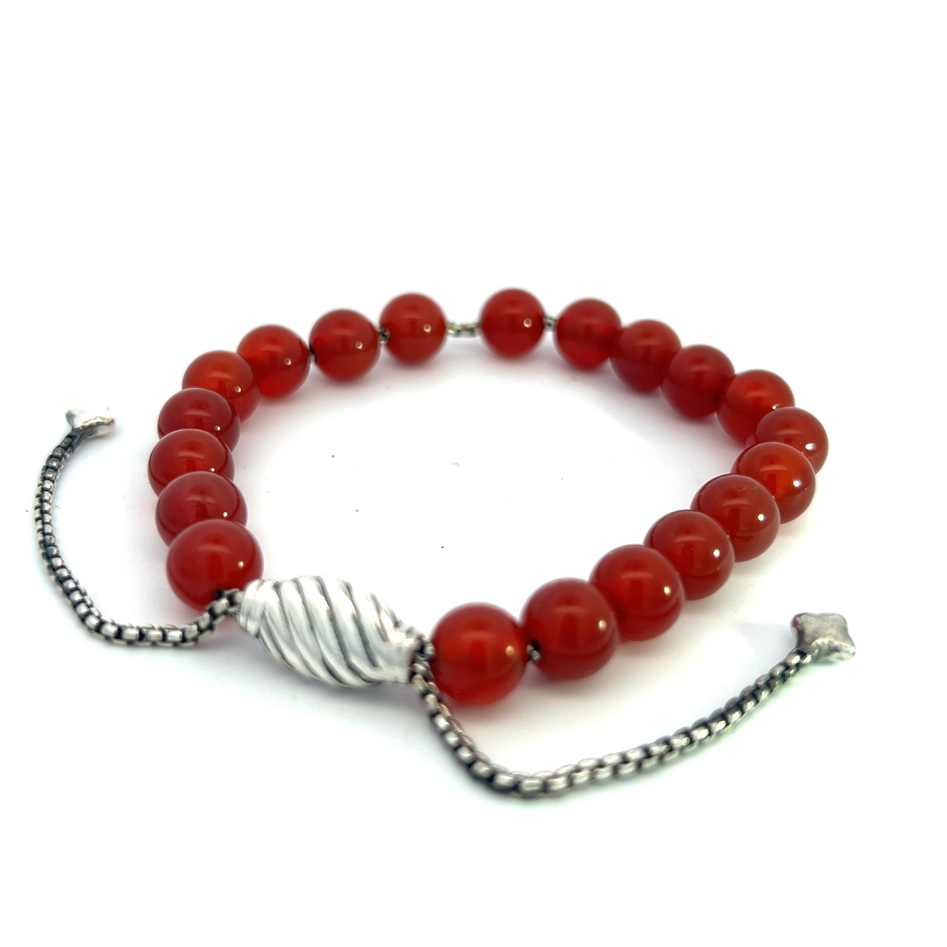 David Yurman Carnelian Spiritual Beads Bracelet 6.6 - 8.5