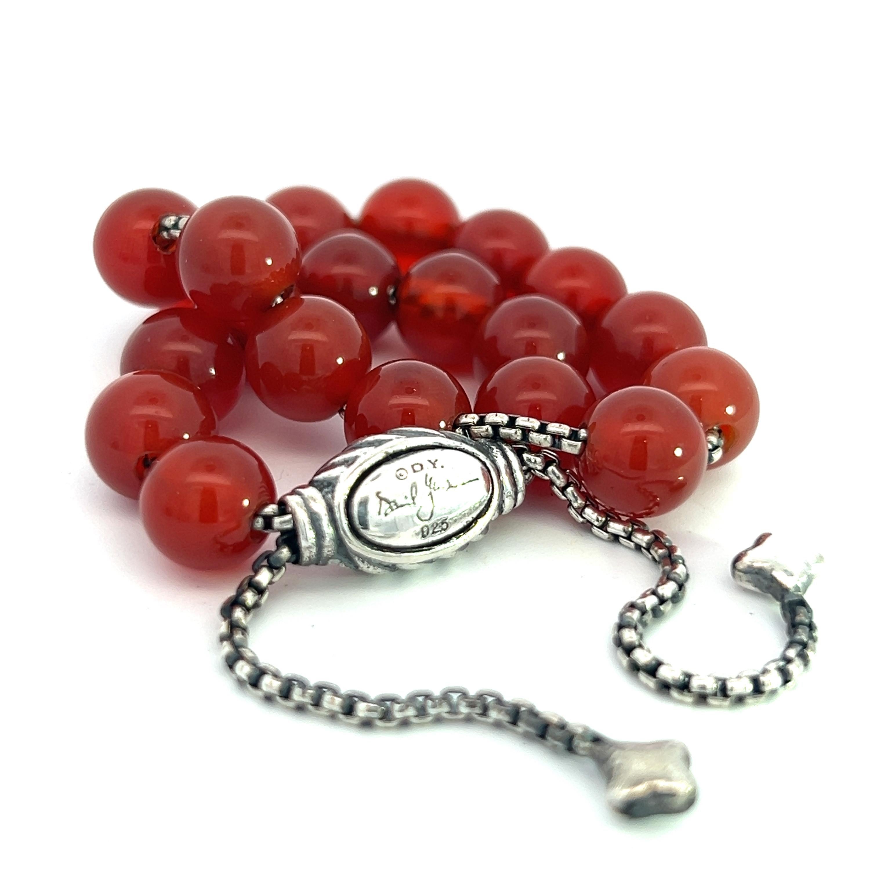 David Yurman Carnelian Spiritual Beads Bracelet 6.6 - 8.5
