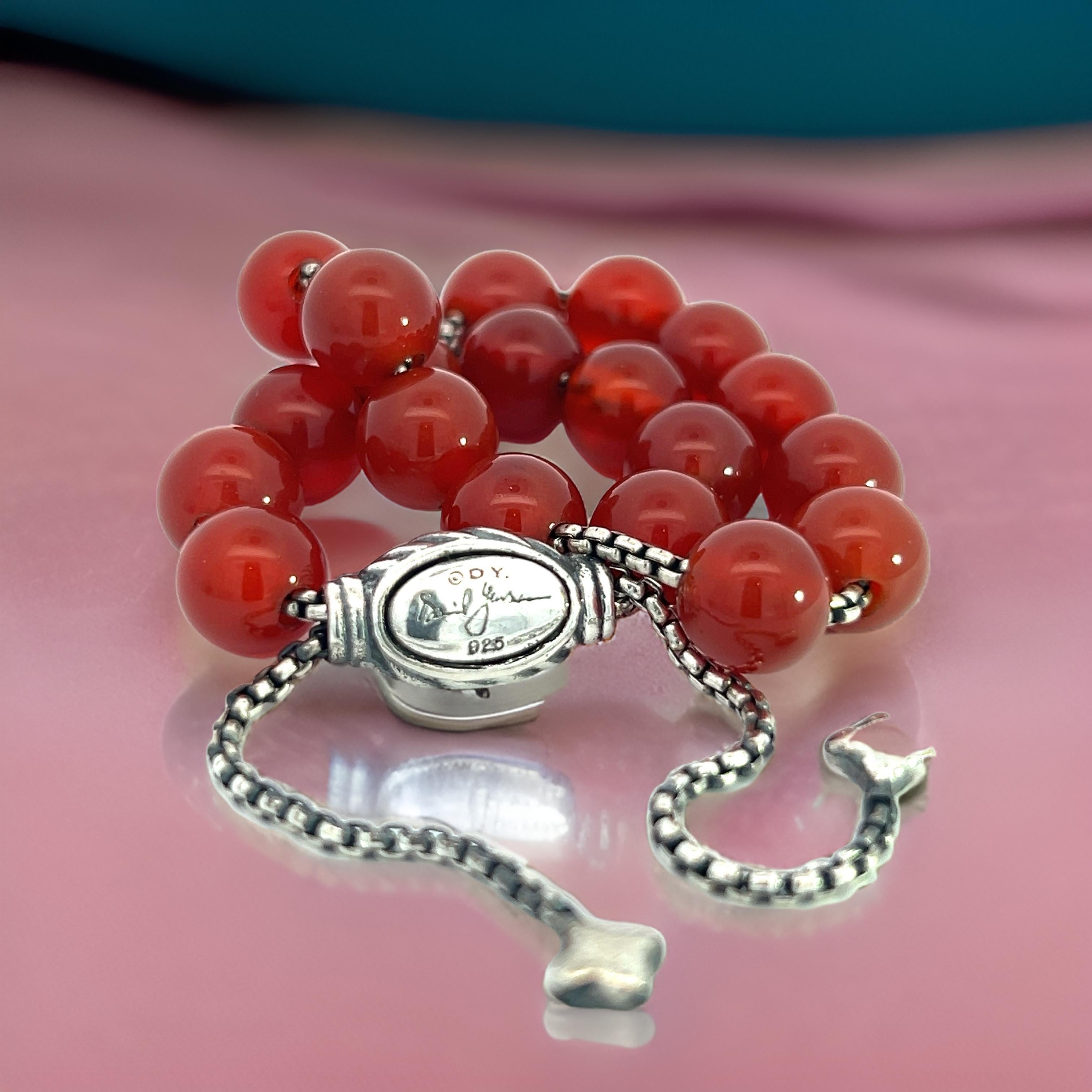 David Yurman Carnelian Spiritual Beads Bracelet 6.6 - 8.5