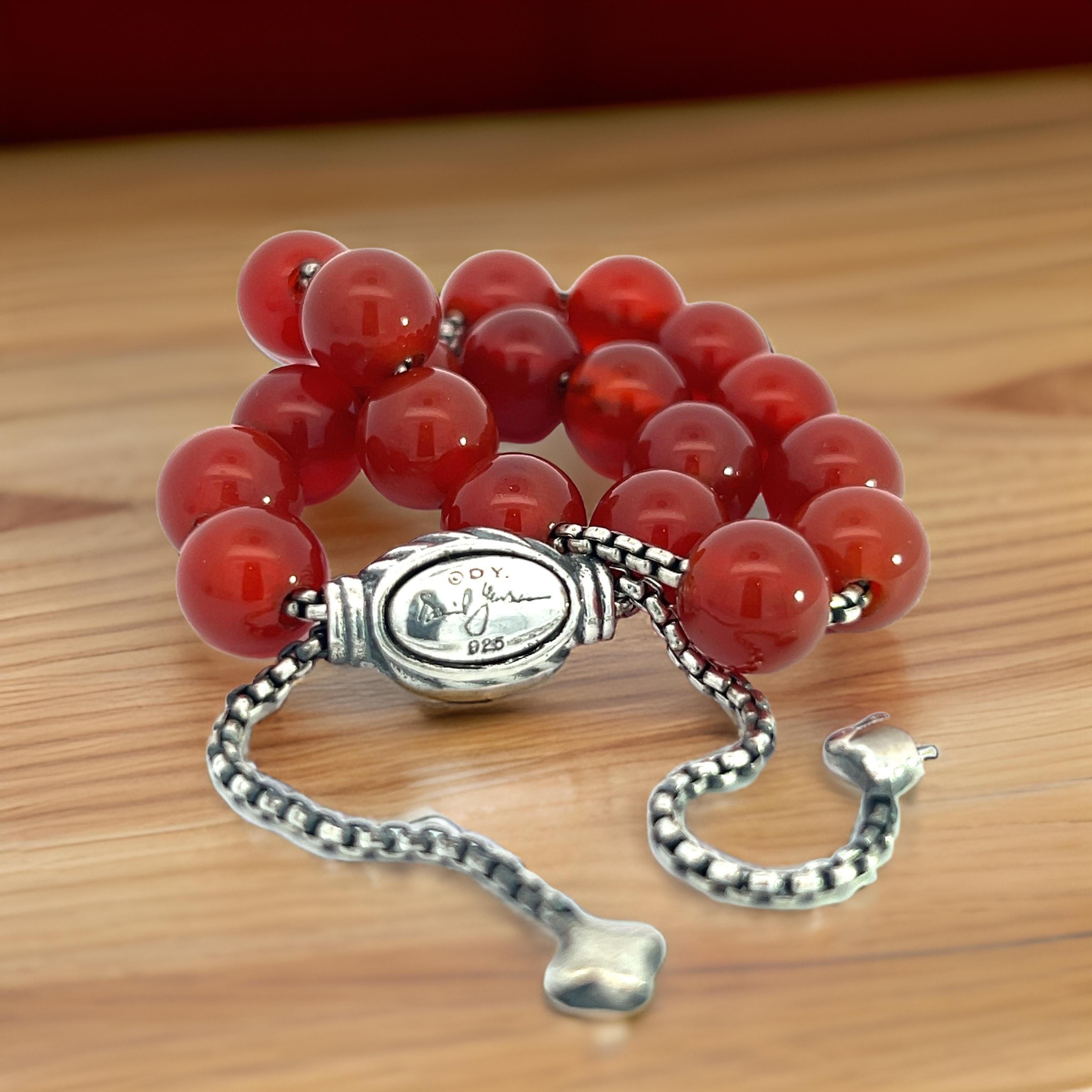 David Yurman Carnelian Spiritual Beads Bracelet 6.6 - 8.5