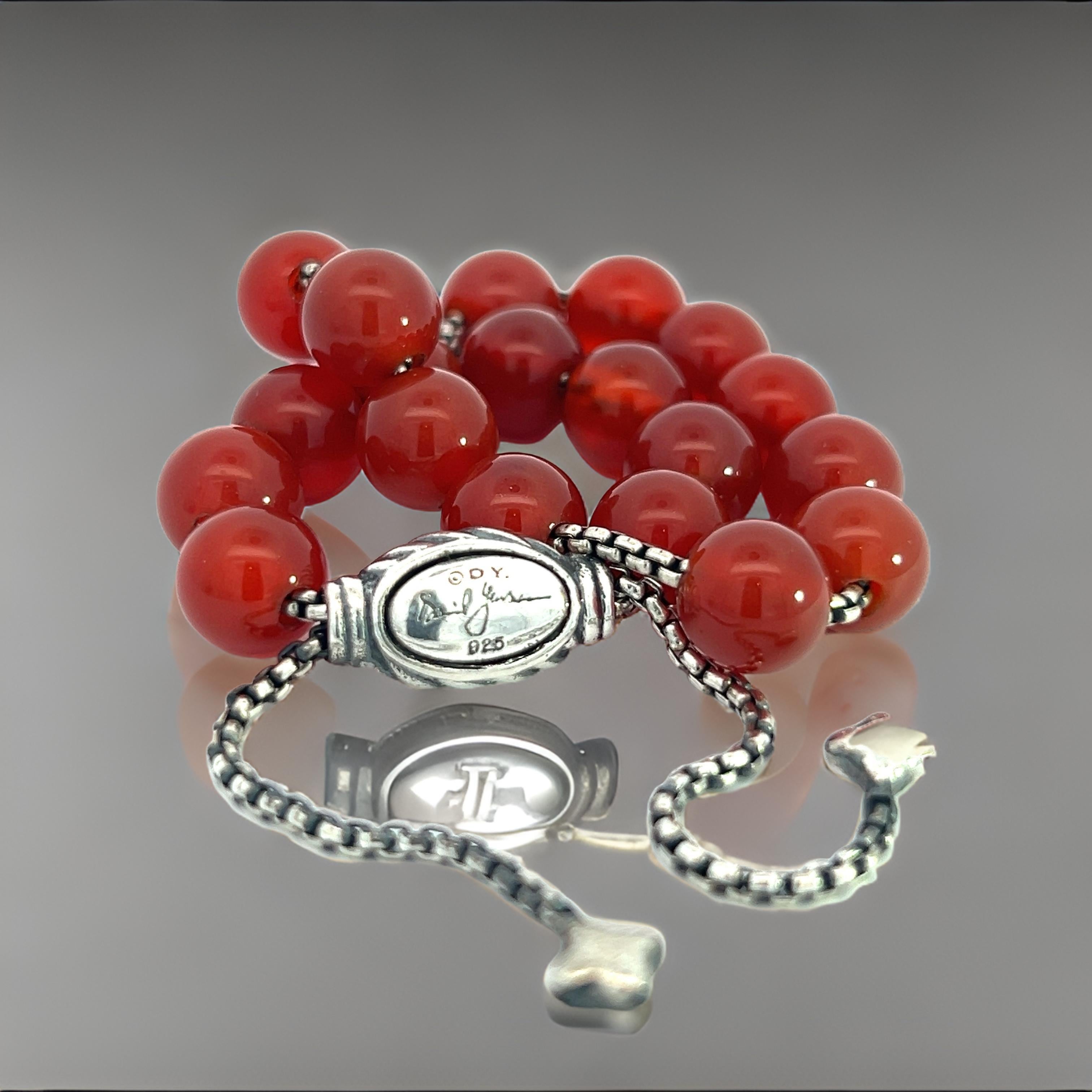 David Yurman Carnelian Spiritual Beads Bracelet 6.6 - 8.5