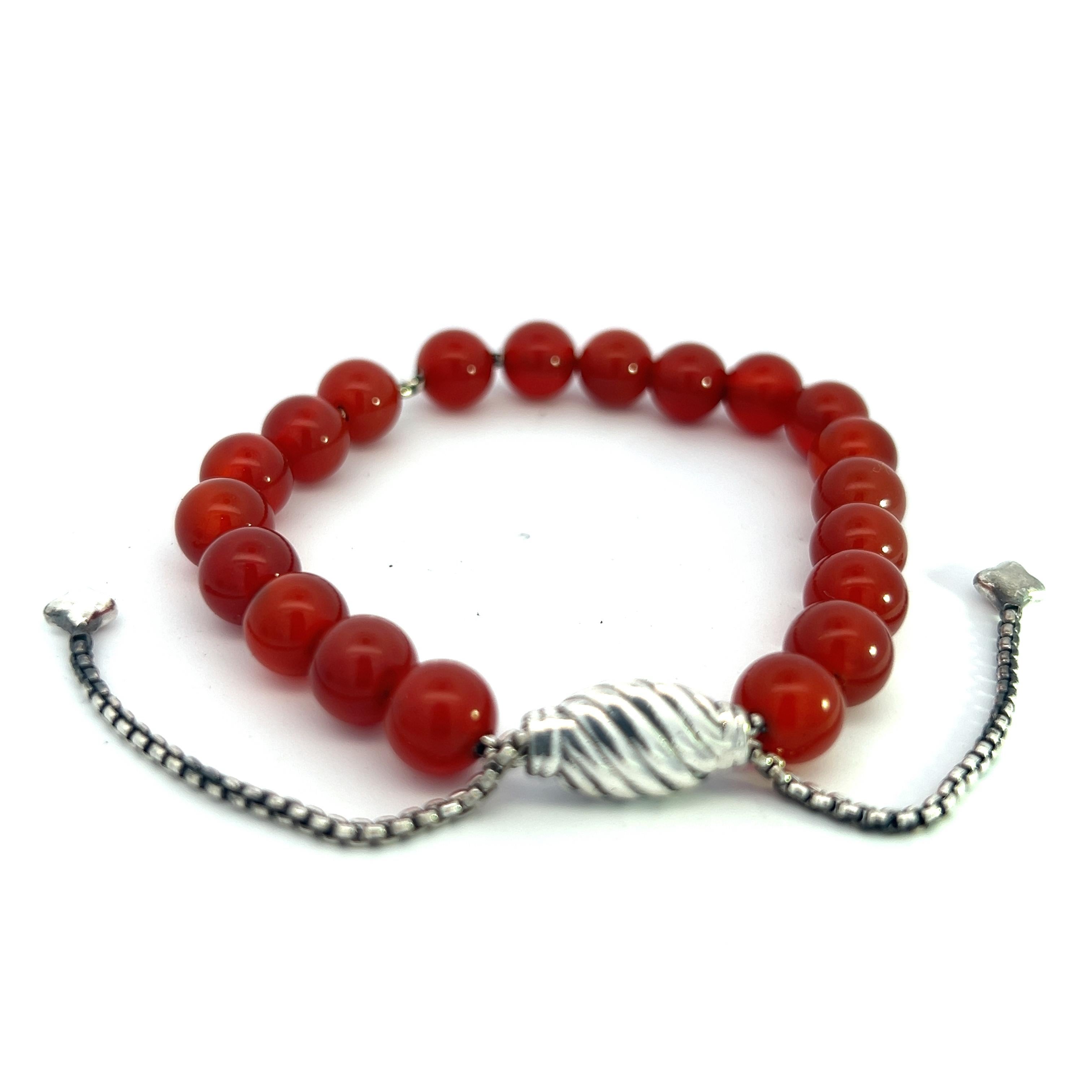 David Yurman Carnelian Spiritual Beads Bracelet 6.6 - 8.5