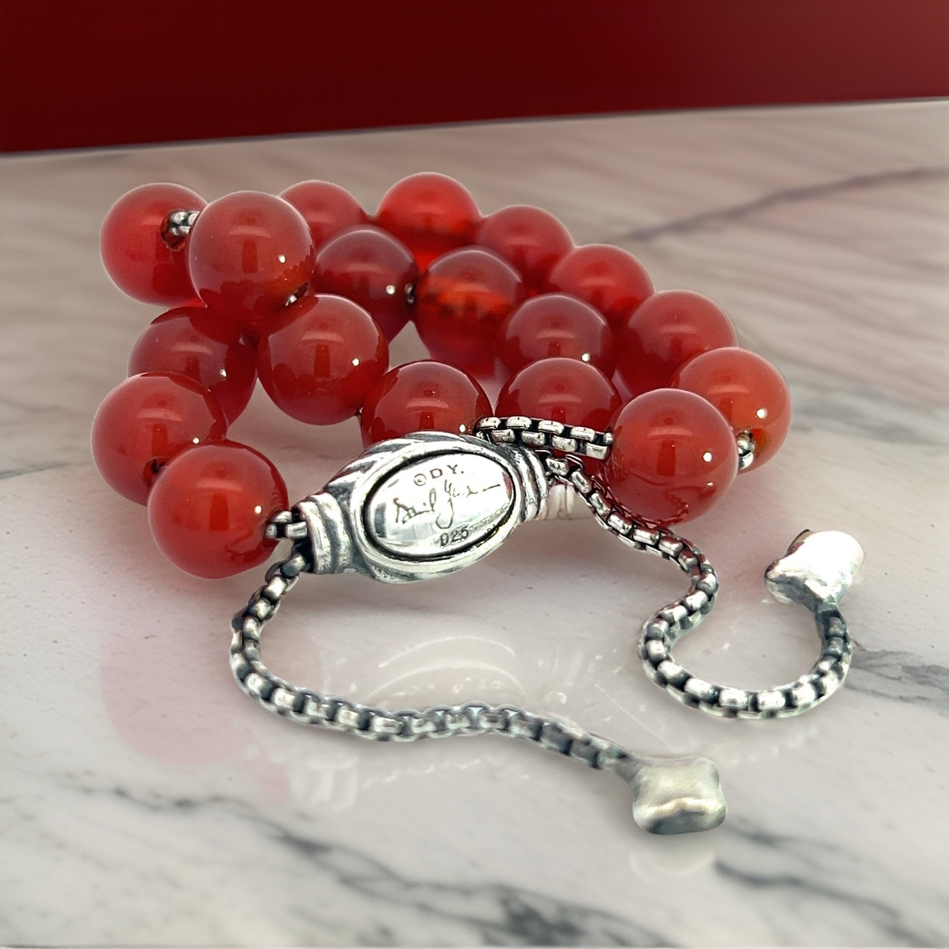 Women's David Yurman Carnelian Spiritual Beads Bracelet 6.6 - 8.5