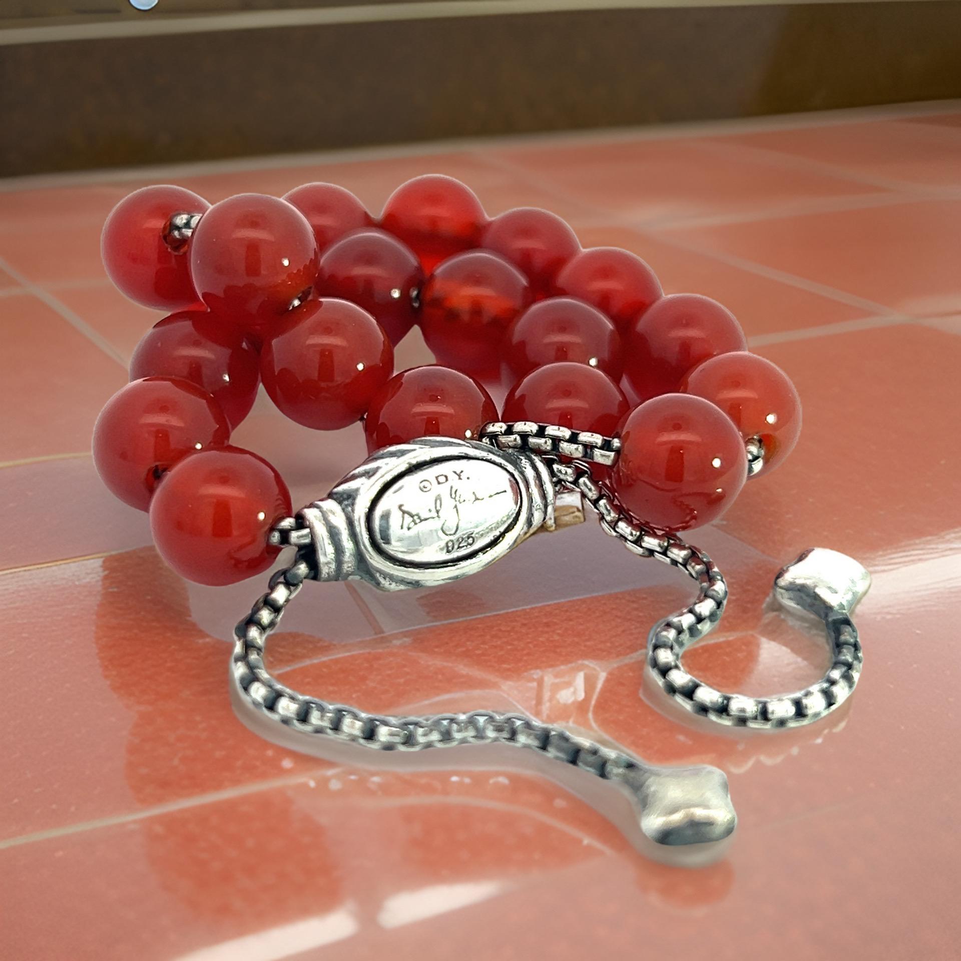 David Yurman Carnelian Spiritual Beads Bracelet 6.6 - 8.5