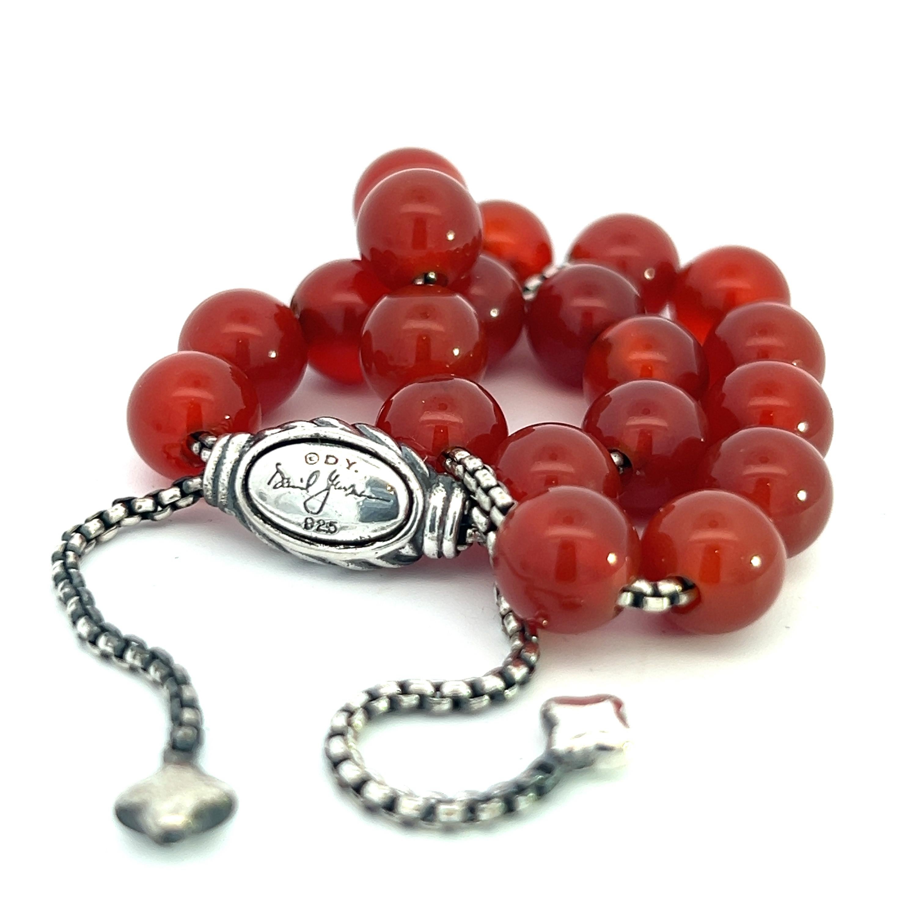 David Yurman Carnelian Spiritual Beads Bracelet 6.6 - 8.5