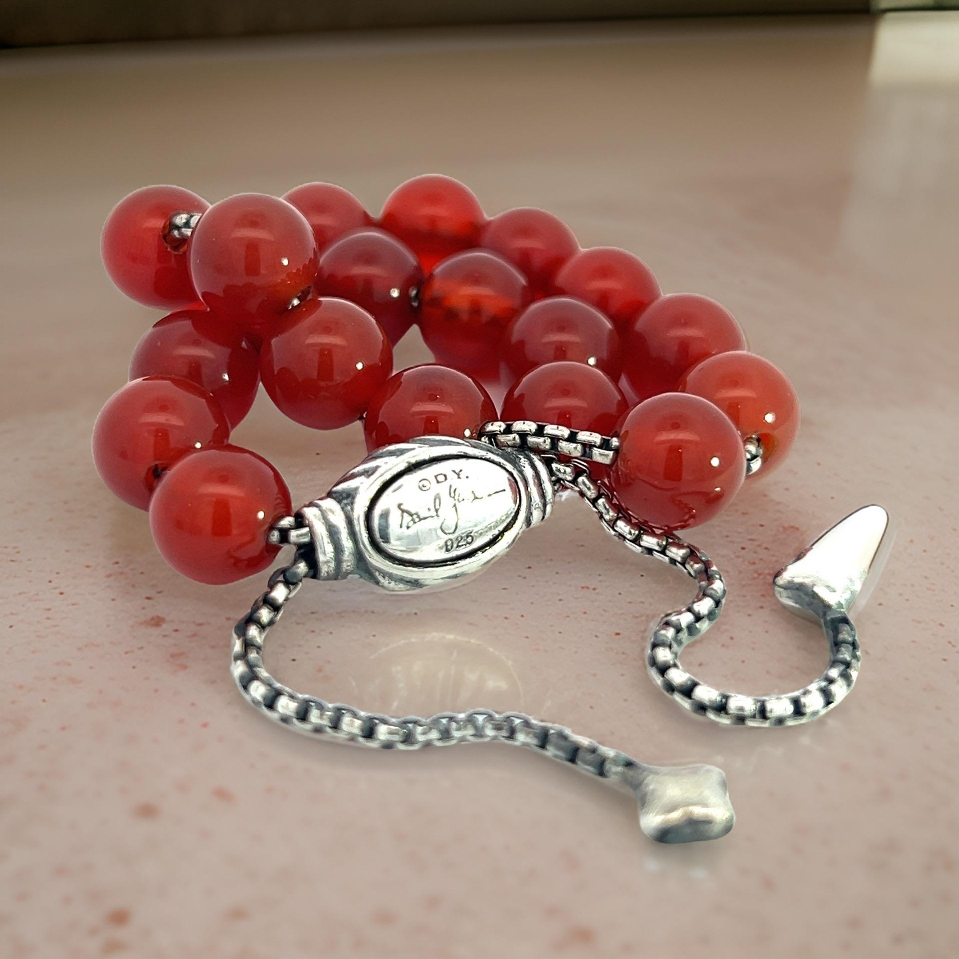 David Yurman Carnelian Spiritual Beads Bracelet 6.6 - 8.5