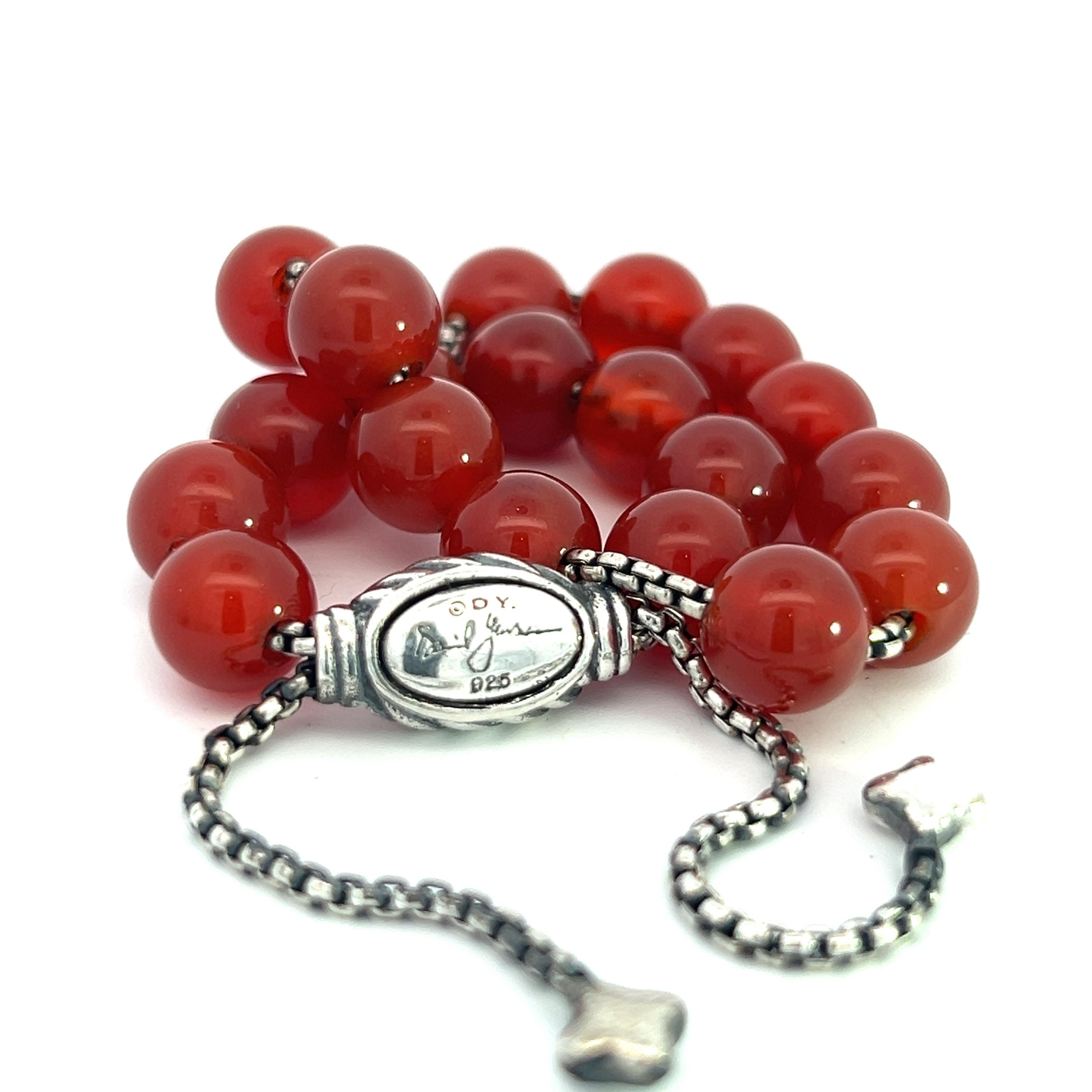 David Yurman Carnelian Spiritual Beads Bracelet 6.6 - 8.5