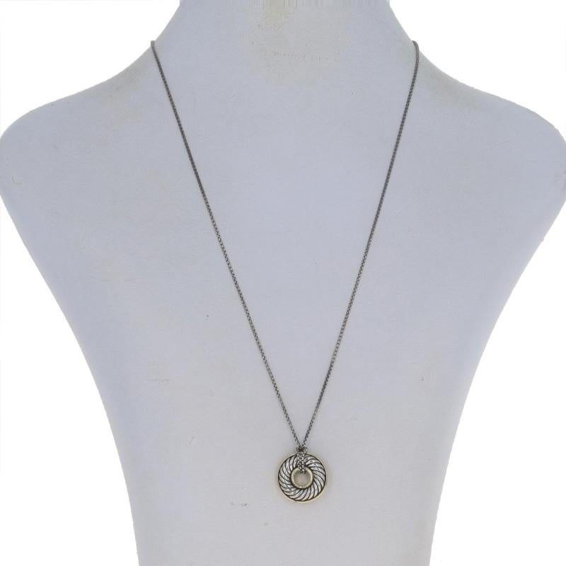 David Yurman Carved Cable Disc Charm Necklace 17 3/4